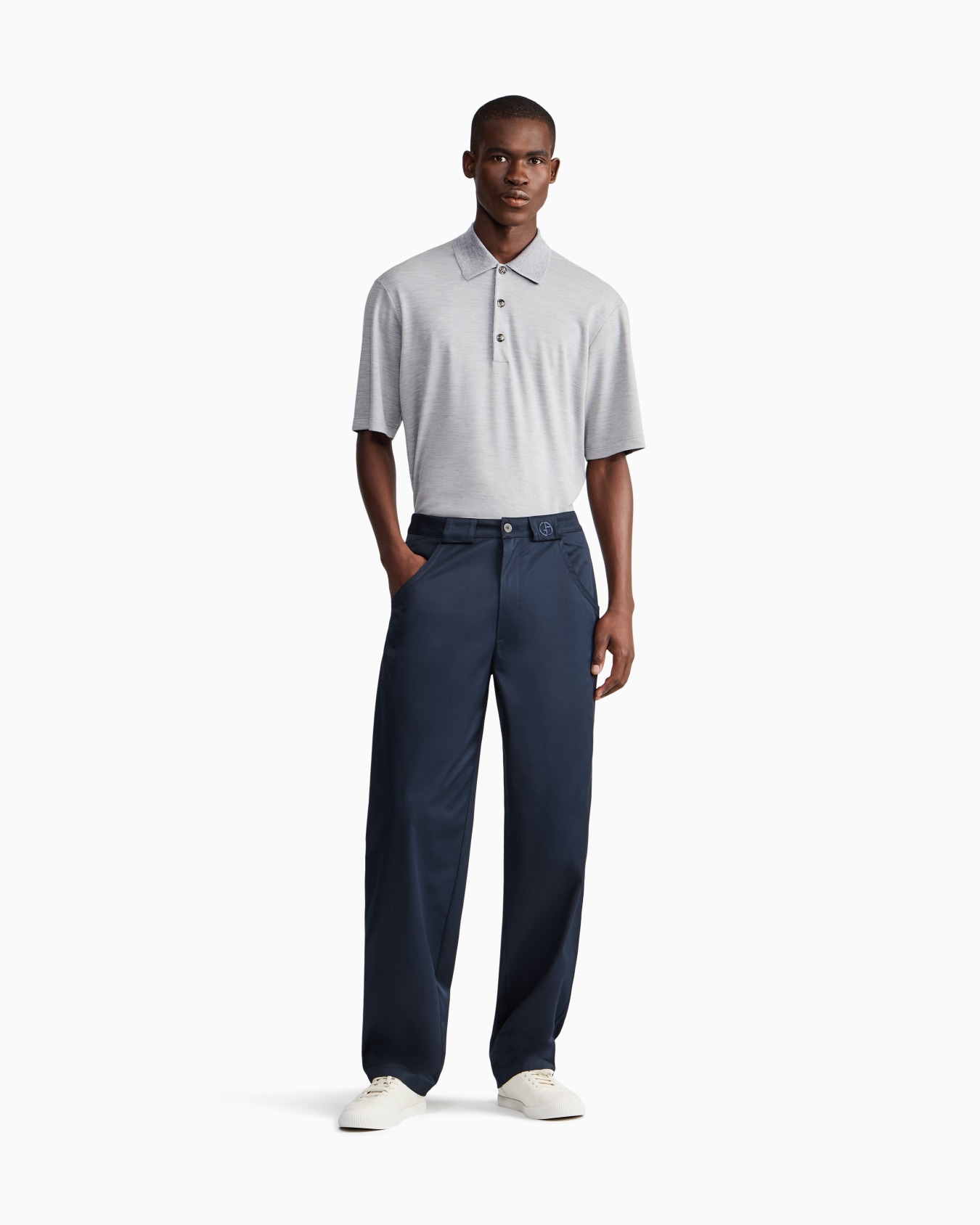 Trouser regular fit in stretch cotton gabardine Slide 1
