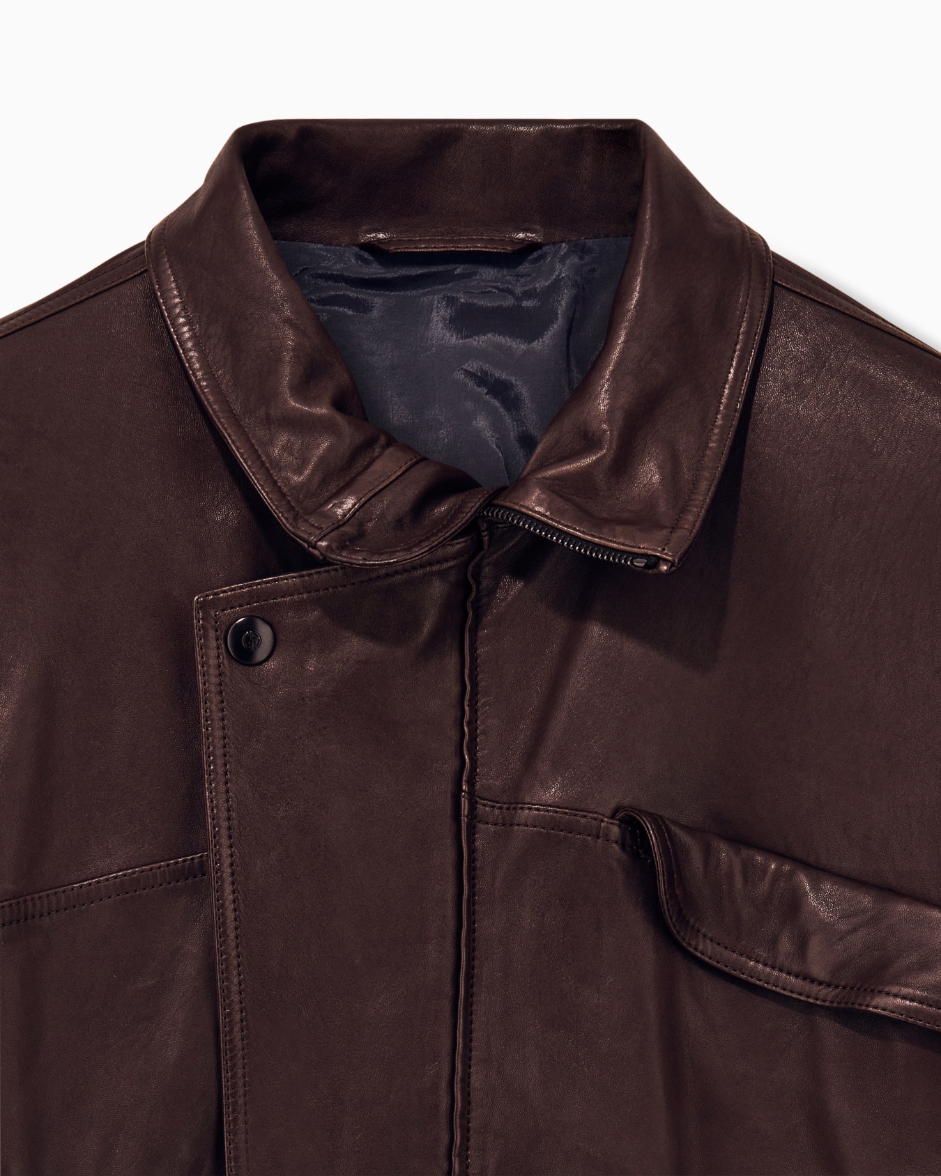 Blouson jacket oversized in leather with cupro lining Slide 3