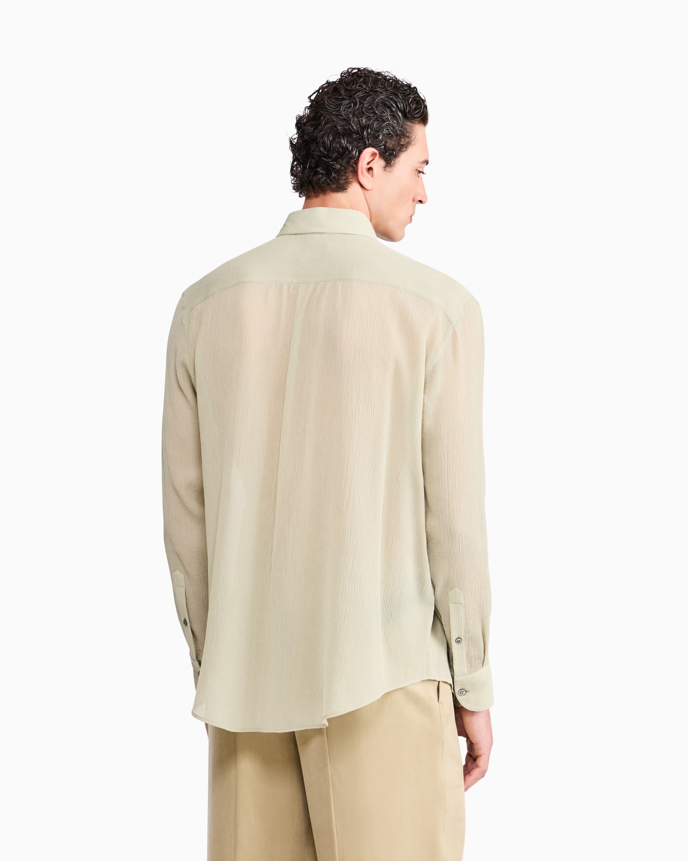 Shirt regular fit in cotton and silk blend creponne Slide 5