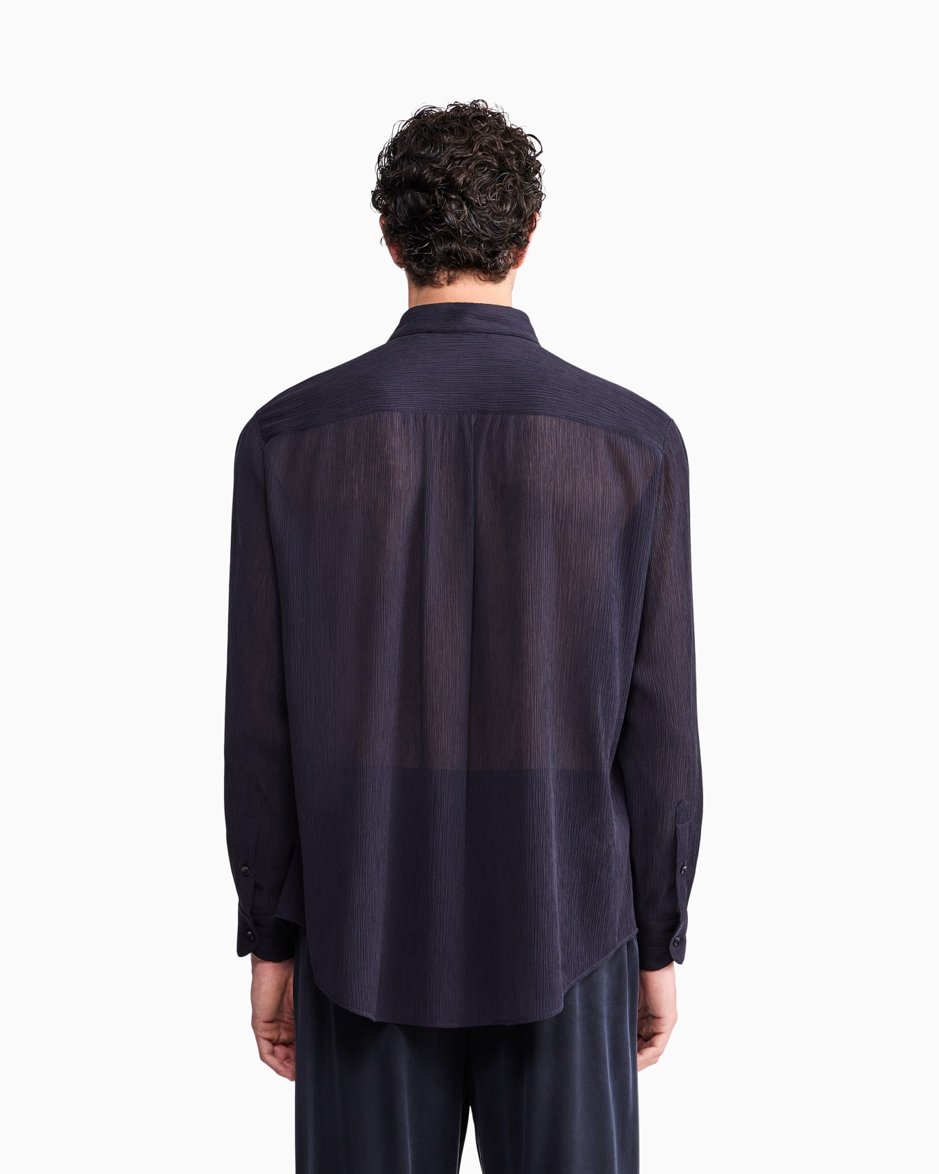 Chemise avec poche en crépon de mélange coton et soie Diapositive 5