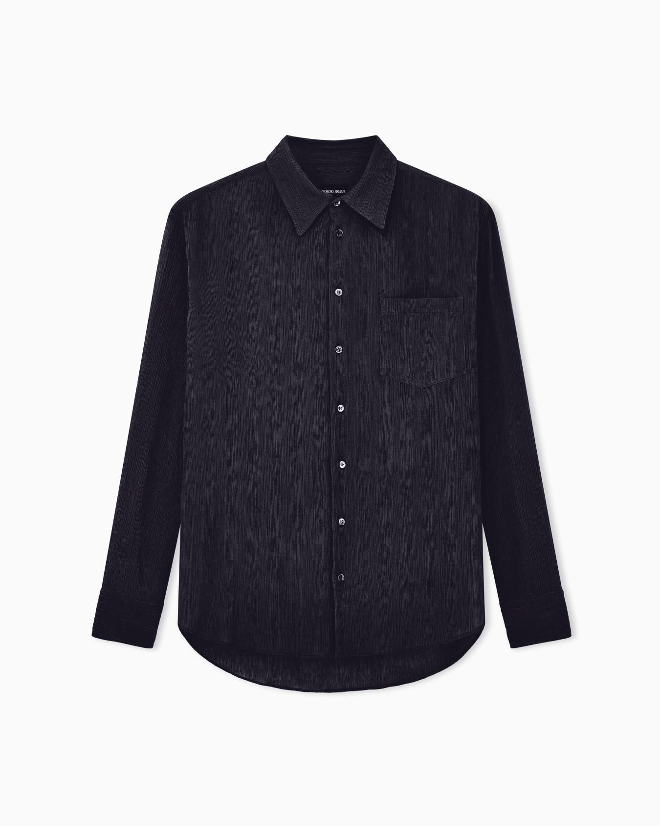 Chemise avec poche en crépon de mélange coton et soie Diapositive 0