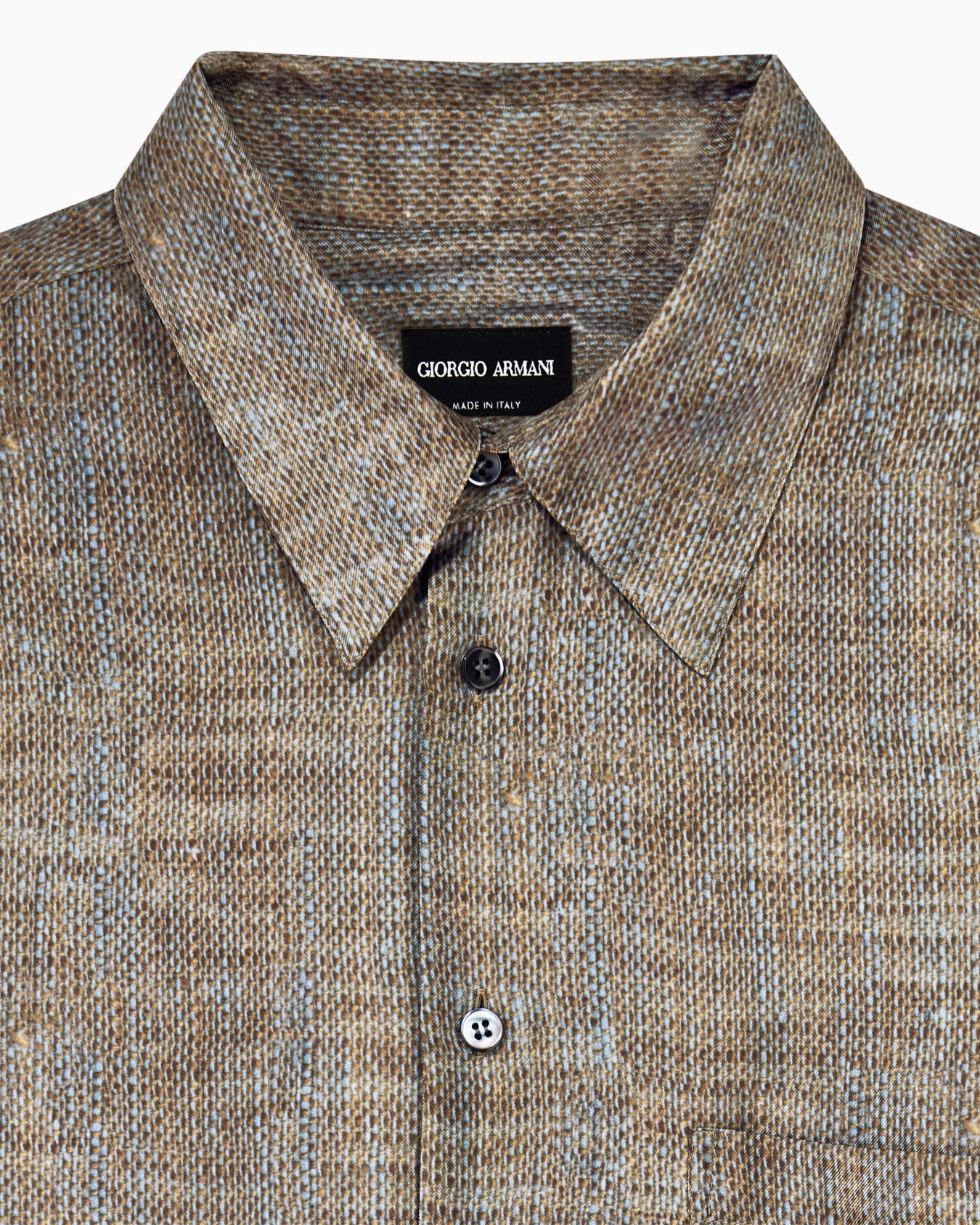 Shirt regular fit in printed silk twill with hopsack effect Slide 3