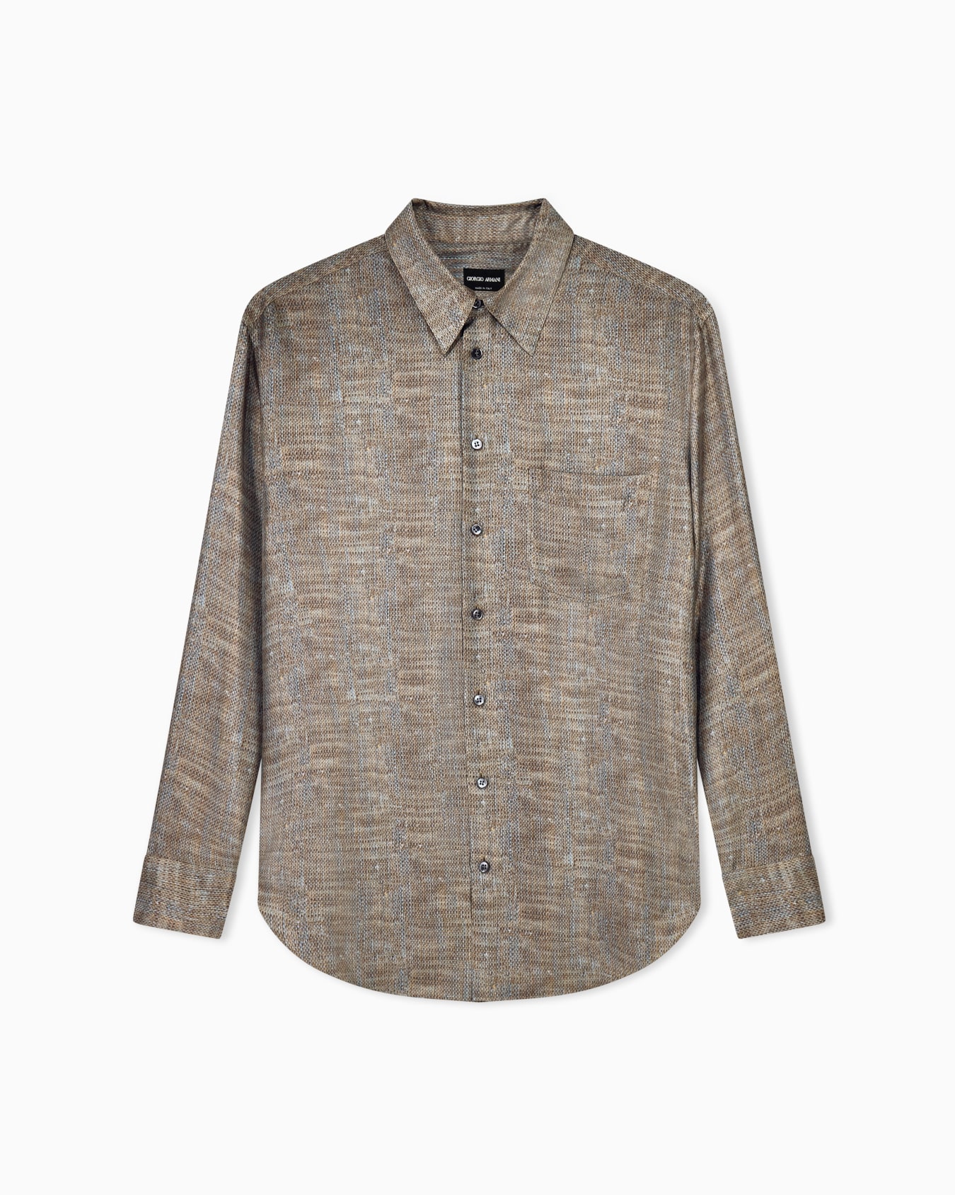 Shirt regular fit in printed silk twill with hopsack effect Slide 0