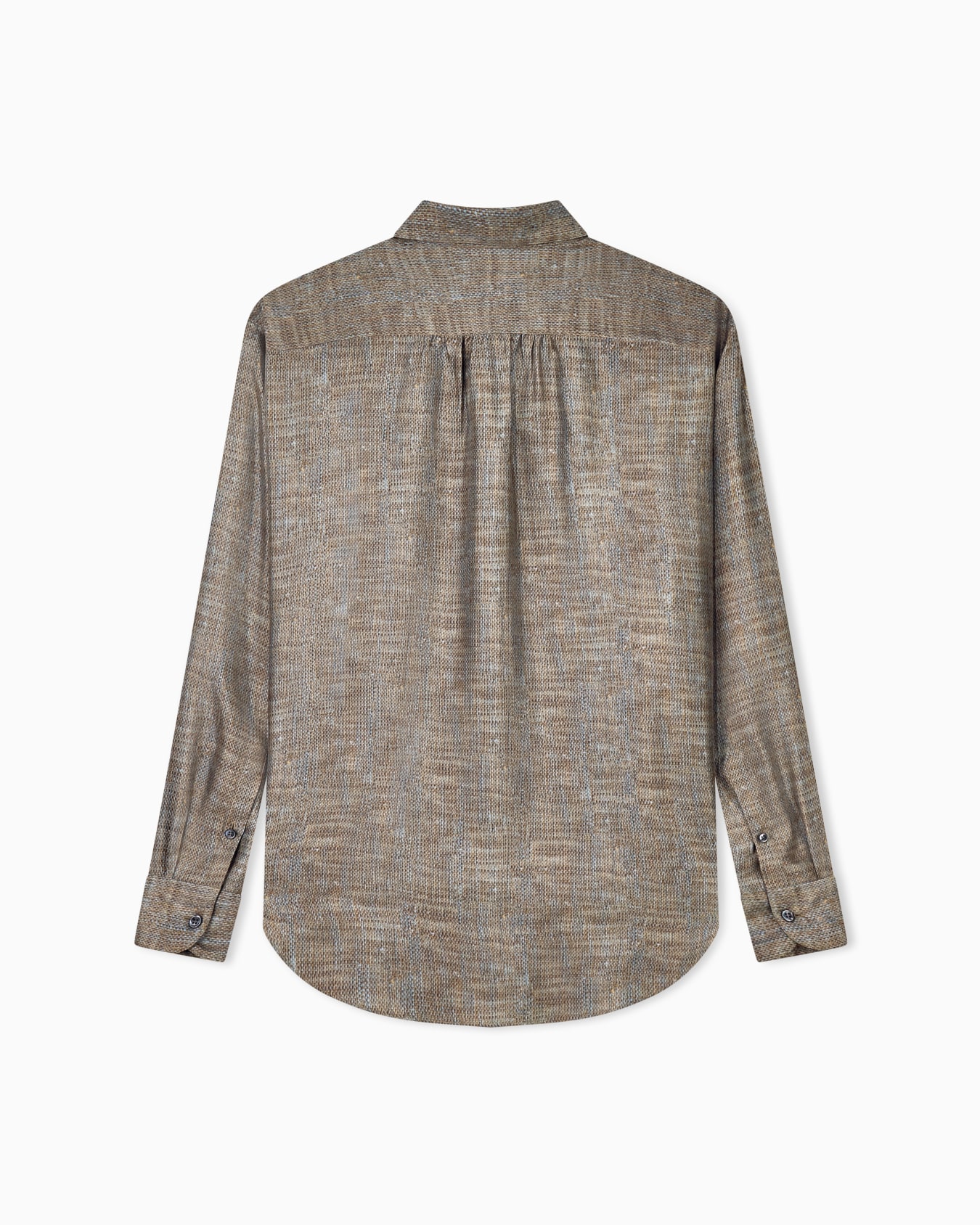 Shirt regular fit in printed silk twill with hopsack effect Slide 2