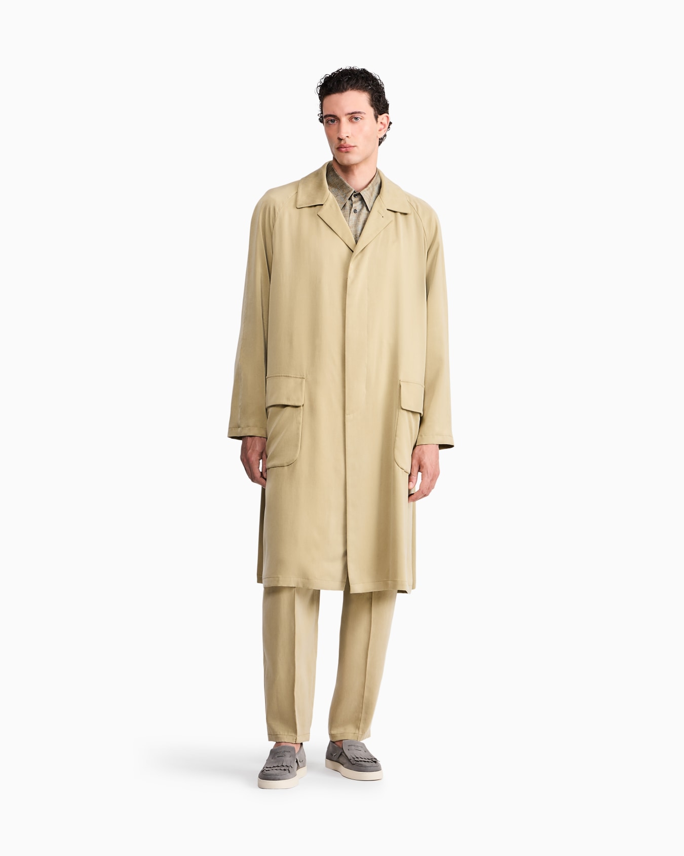 Trench coat oversized fit washed lyocell poplin Slide 3