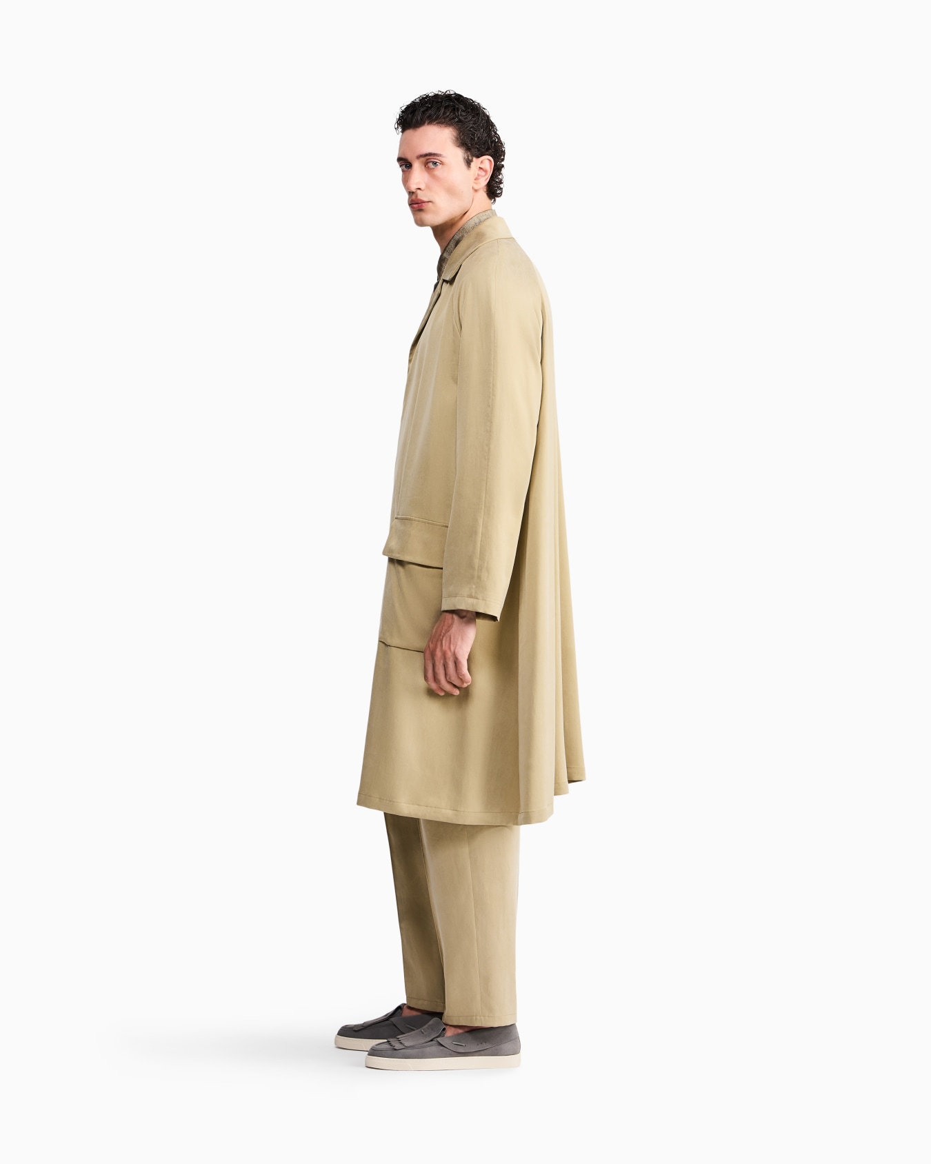 Trench coat oversized fit washed lyocell poplin Slide 7
