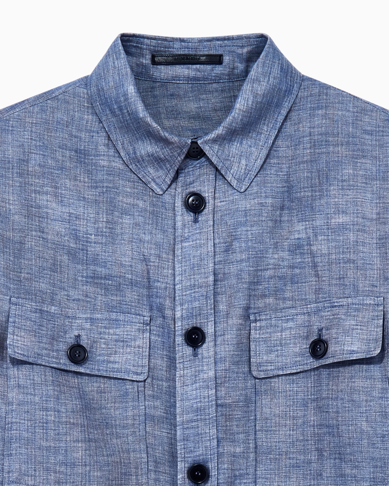 Shirt jacket with oversized fit in iridescent yarn-dyed linen Slide 3