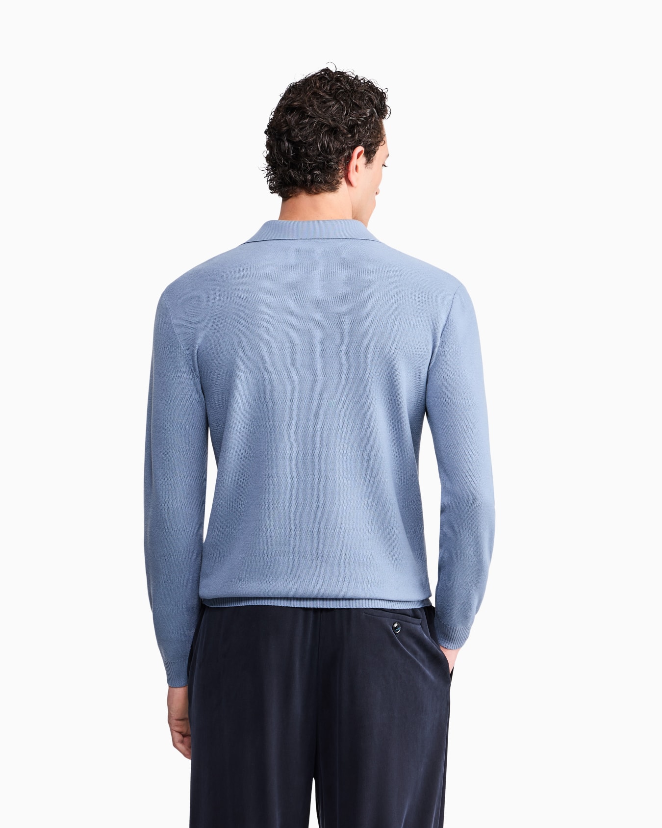 Knit polo regular fit honeycomb stitch virgin wool Slide 5