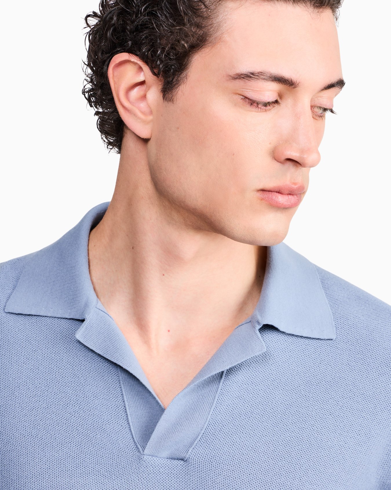 Knit polo regular fit honeycomb stitch virgin wool Slide 6