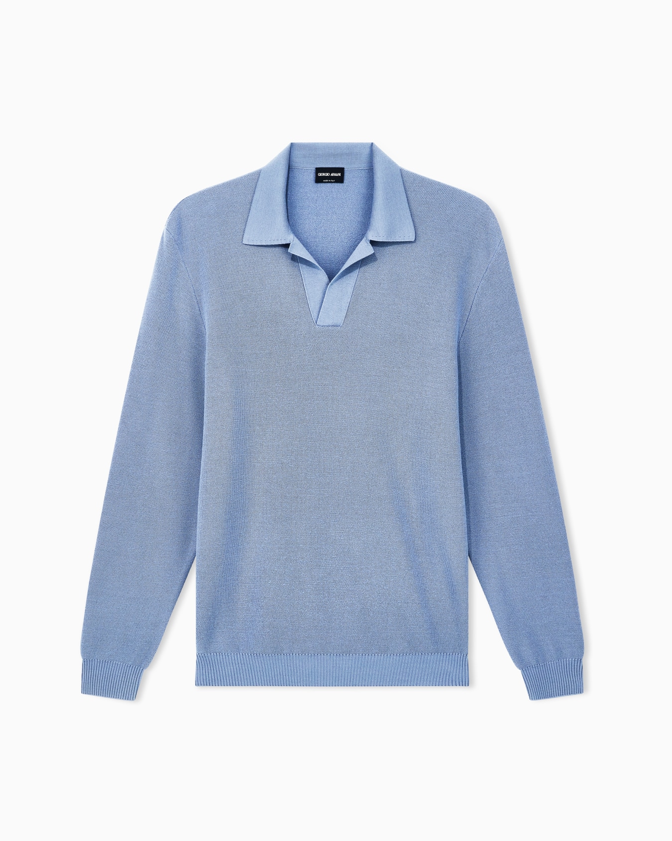 Polo en maille nid d'abeille de laine vierge Diapositive 0
