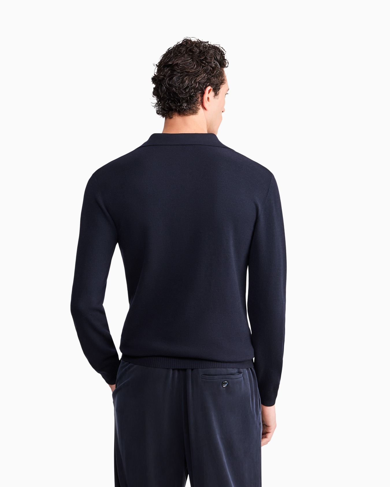 Knit polo regular fit honeycomb stitch virgin wool Slide 5