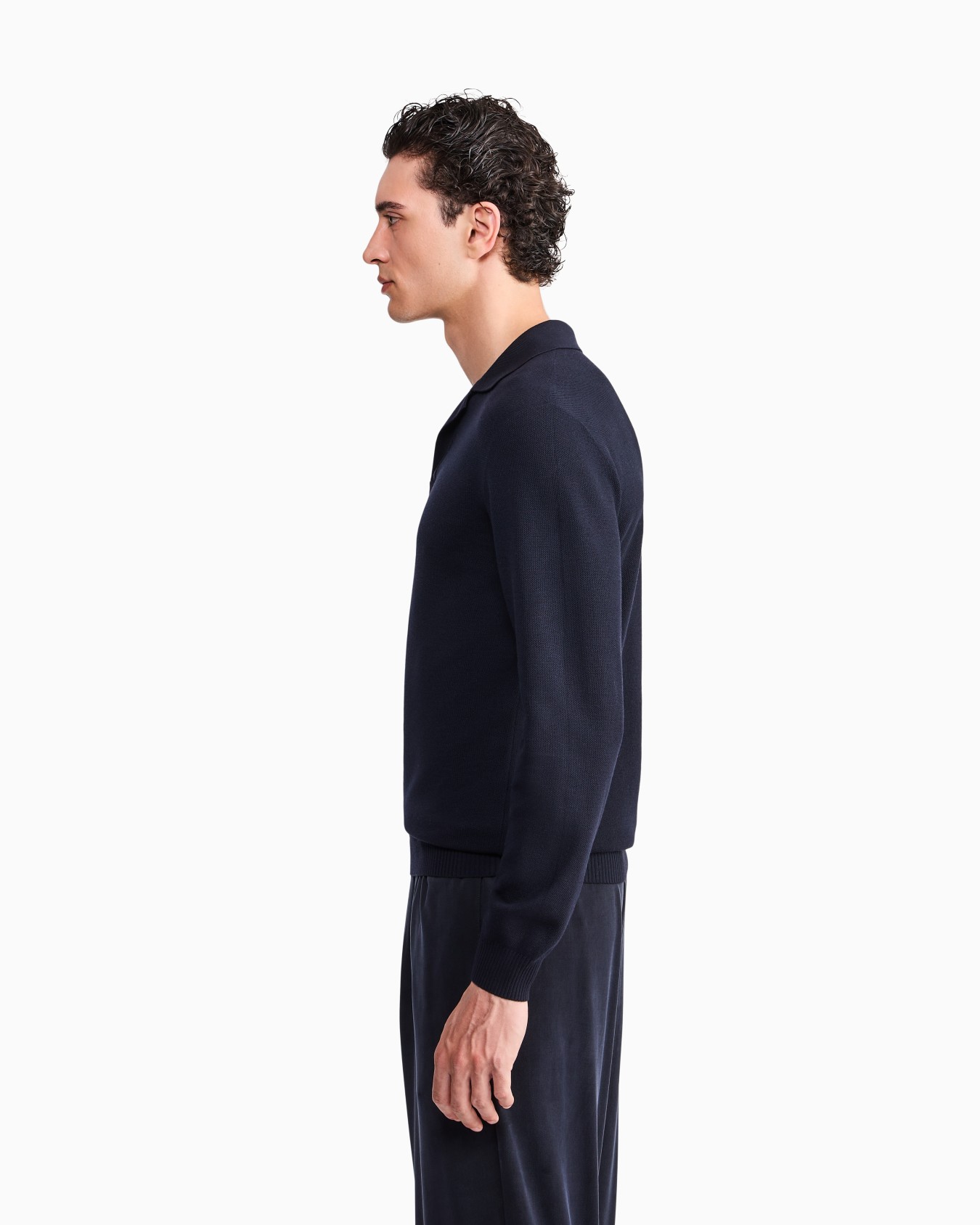 Knit polo regular fit honeycomb stitch virgin wool Slide 7