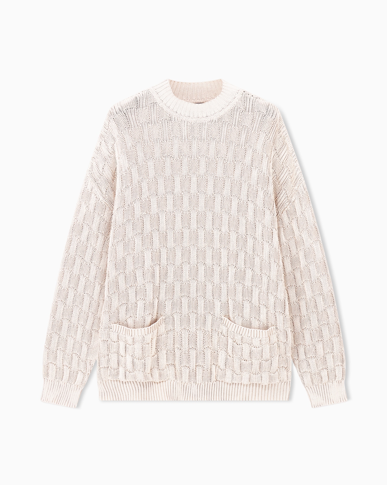 Pull côtelé oversize en soie à col rond avec poches Diapositive 0