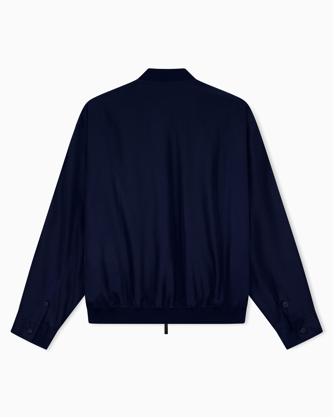 Blouson bimatière en cuir et soie avec des bords côtelés Diapositive 2