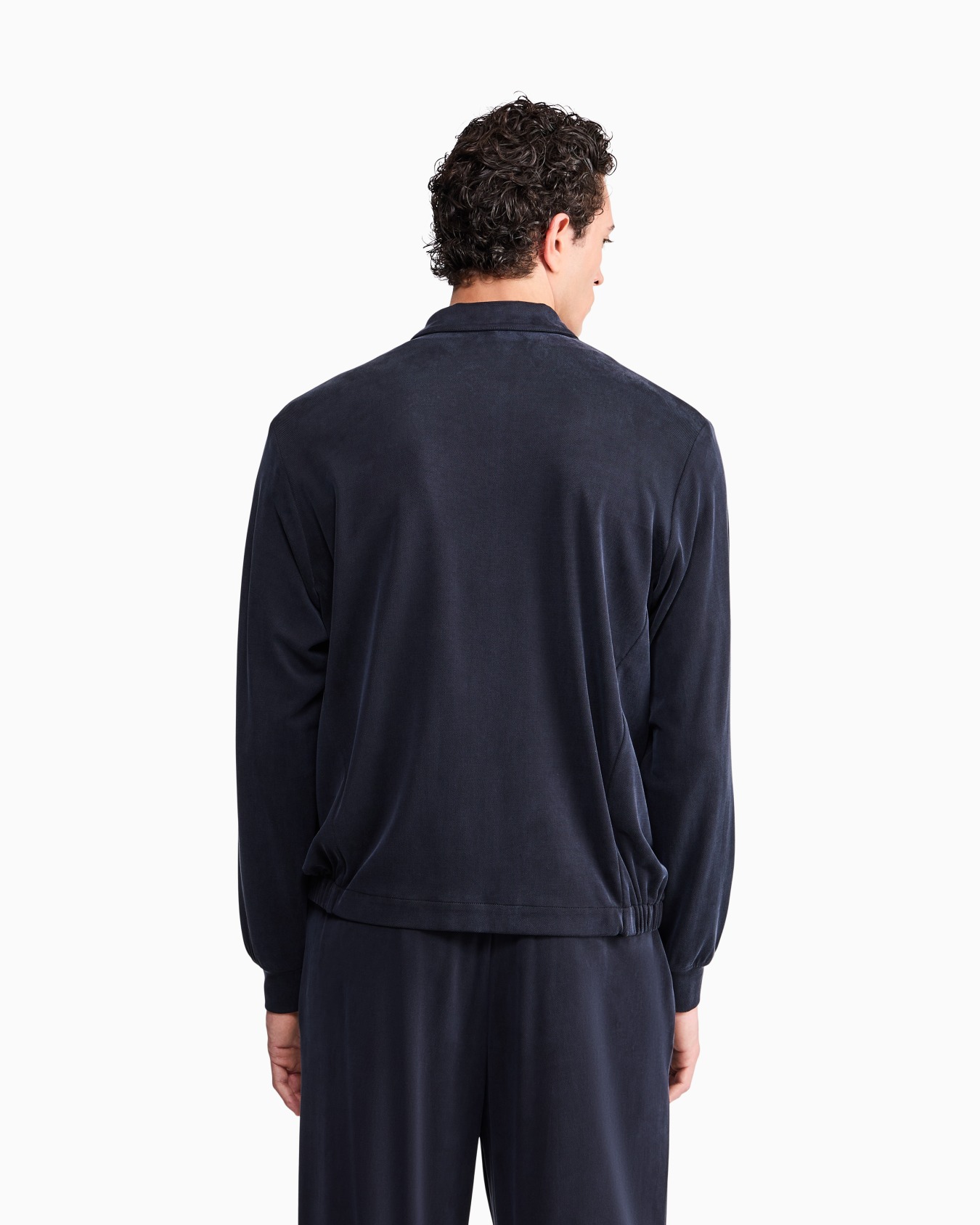 Blouson jacket regular fit in washed cupro-blend pique Slide 5