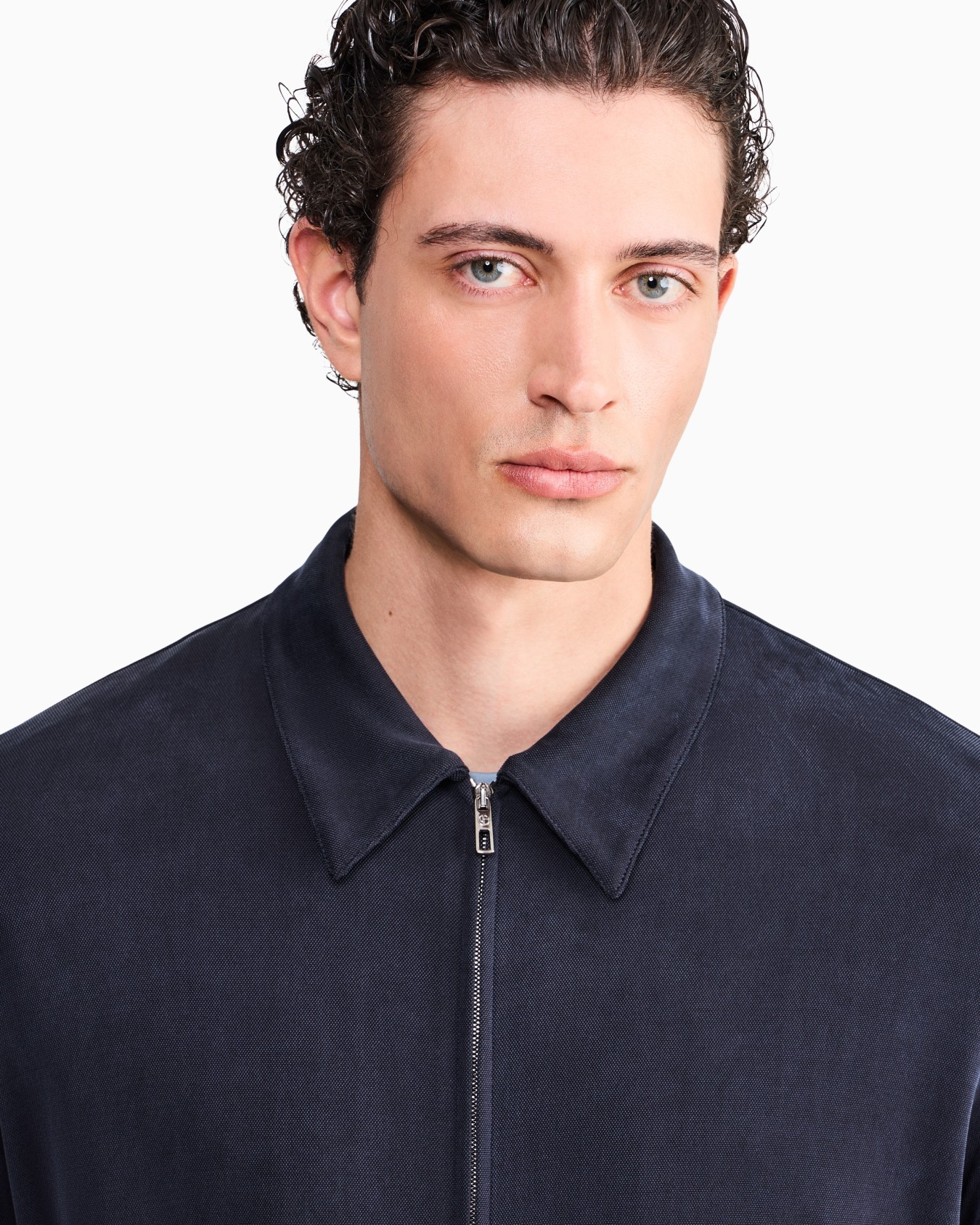 Blouson jacket regular fit in washed cupro-blend pique Slide 6