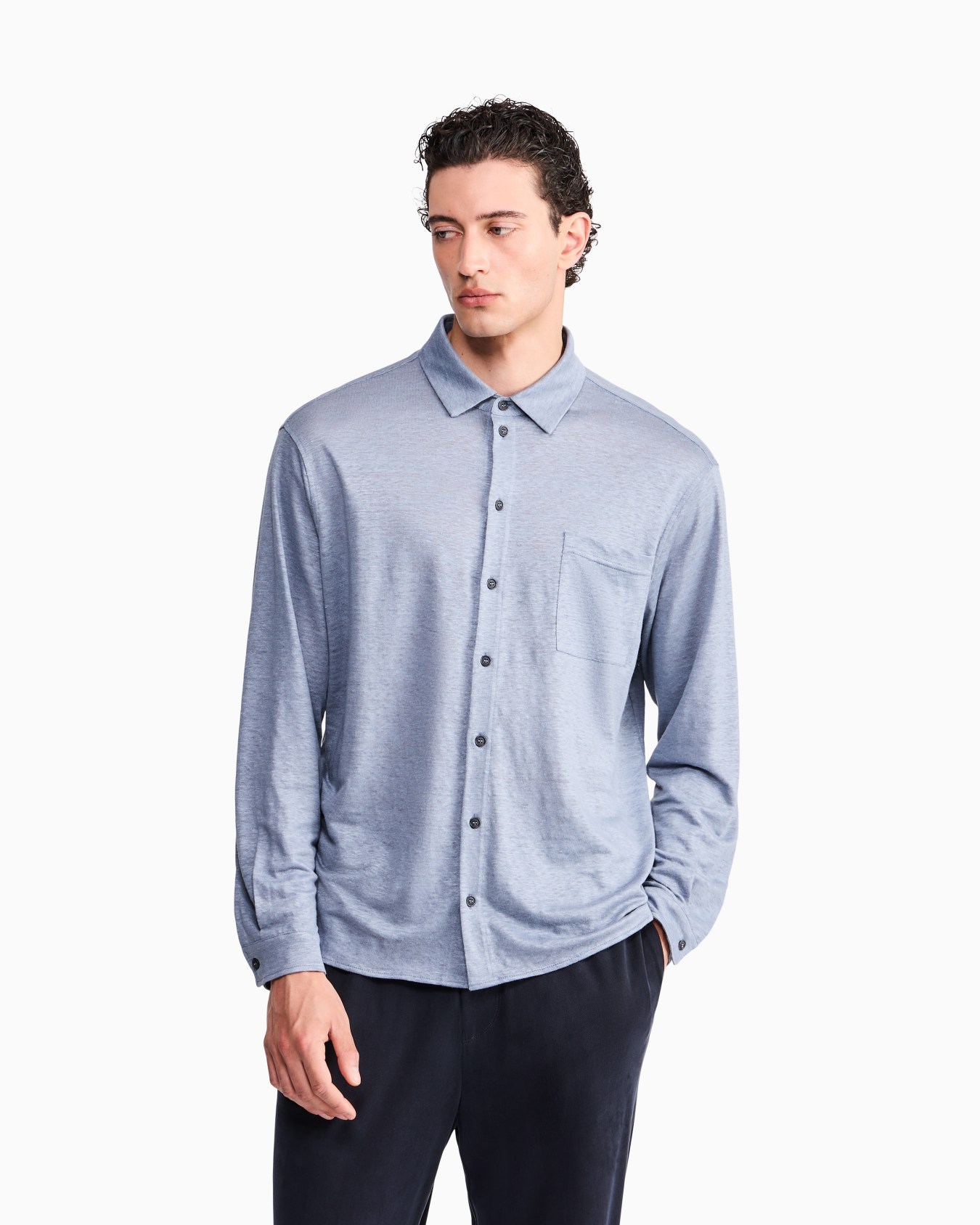 Shirt regular fit in pure linen single jersey Slide 3