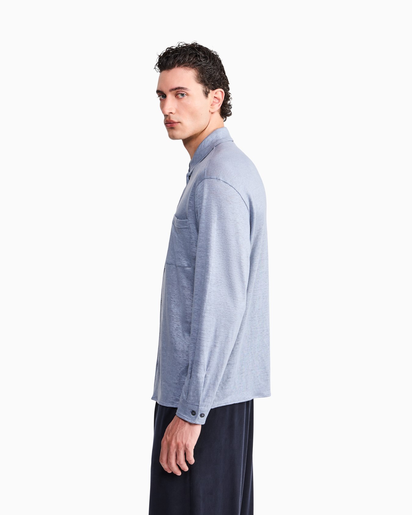 Shirt regular fit in pure linen single jersey Slide 7