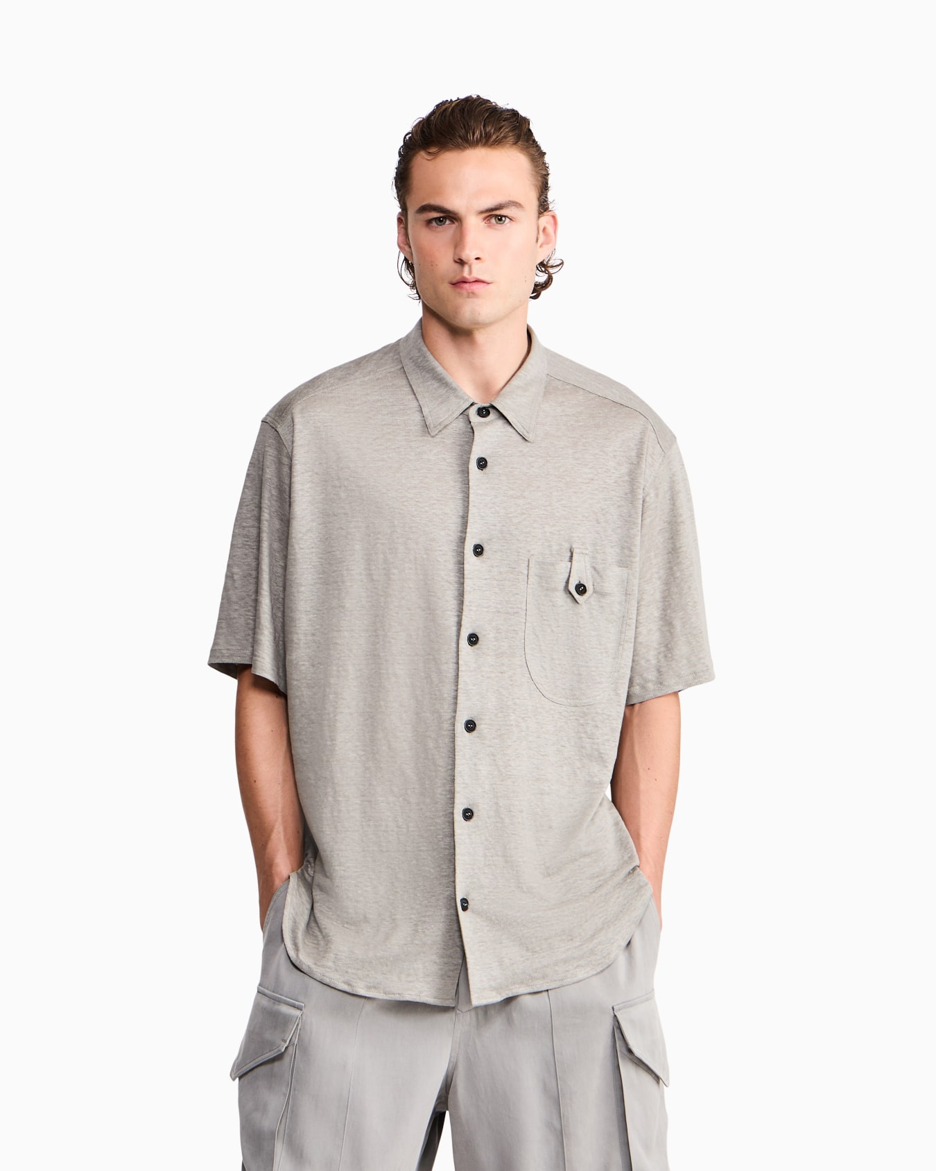Shirt oversized in pure linen single jersey Slide 3