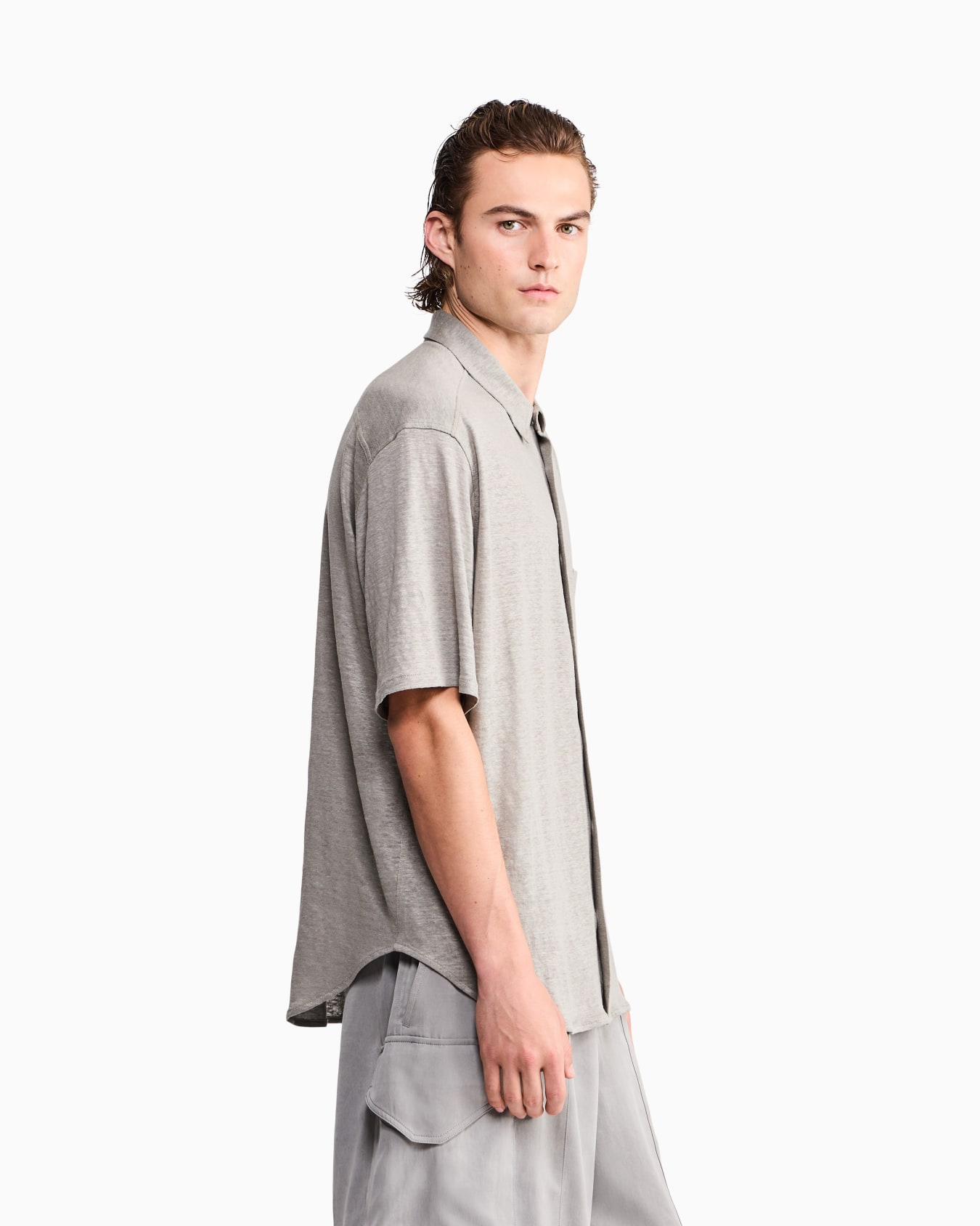 Shirt oversized in pure linen single jersey Slide 7