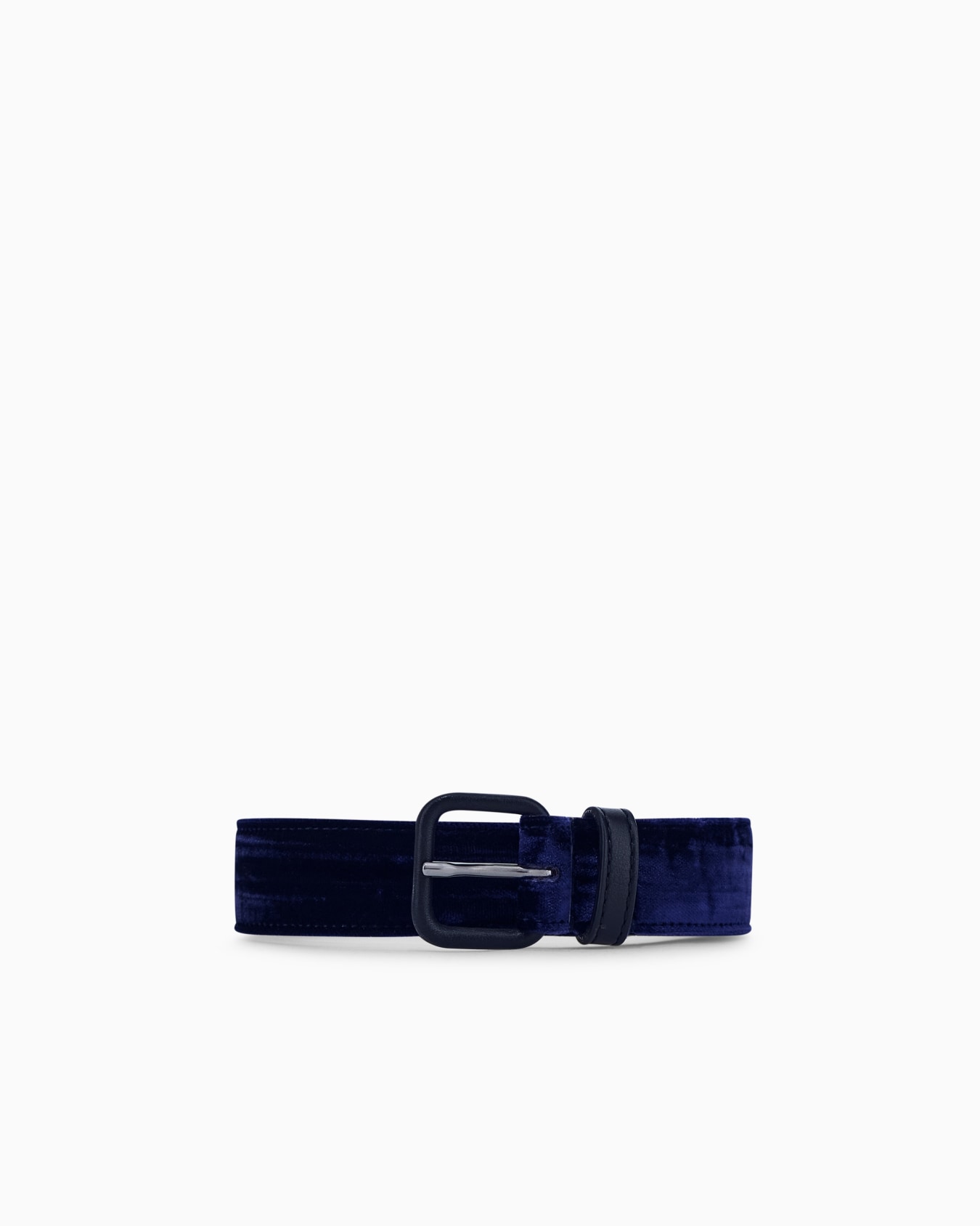 Tongue belt in viscose blend velvet with leather details Slide 0