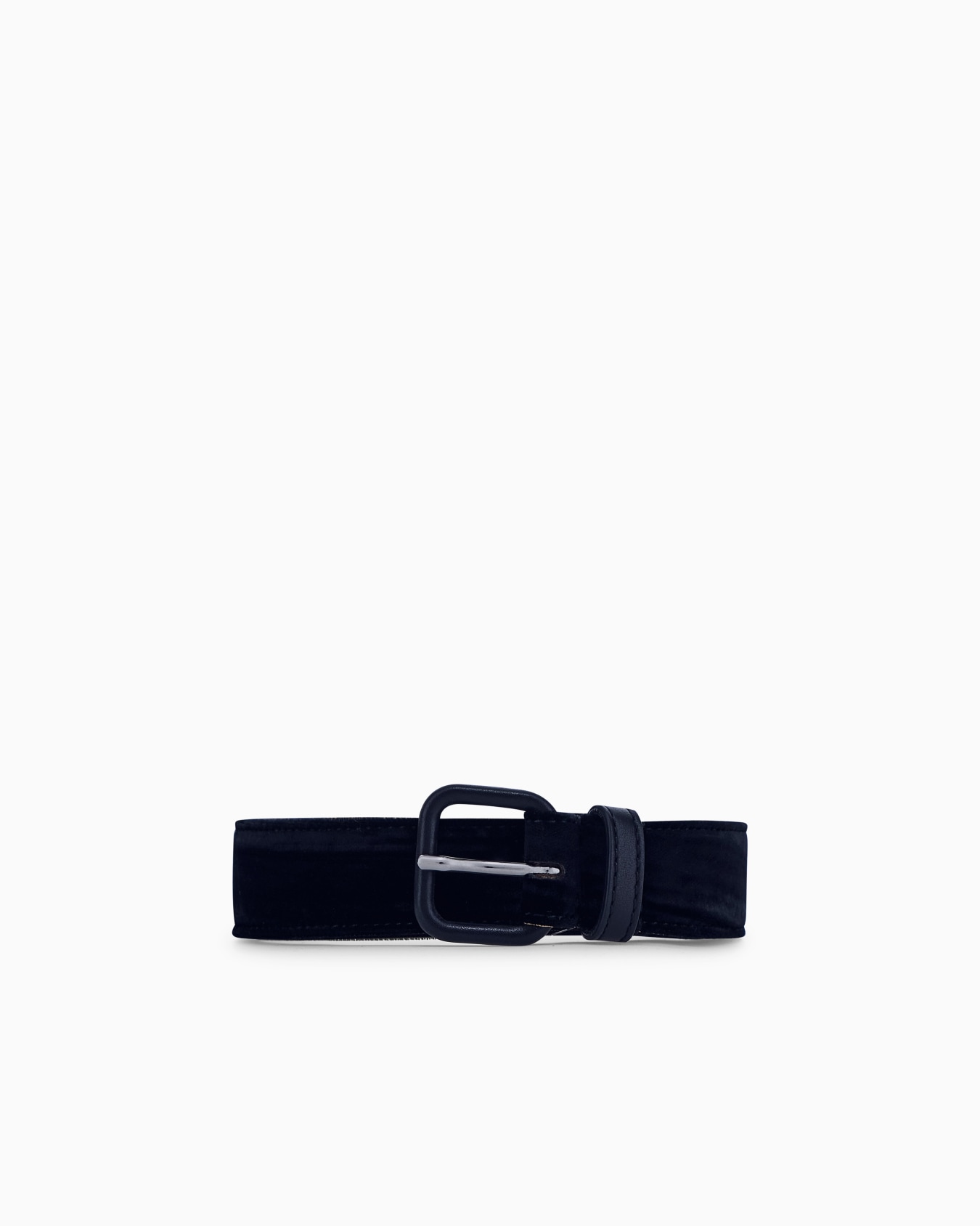Tongue belt in viscose blend velvet with leather details Slide 0