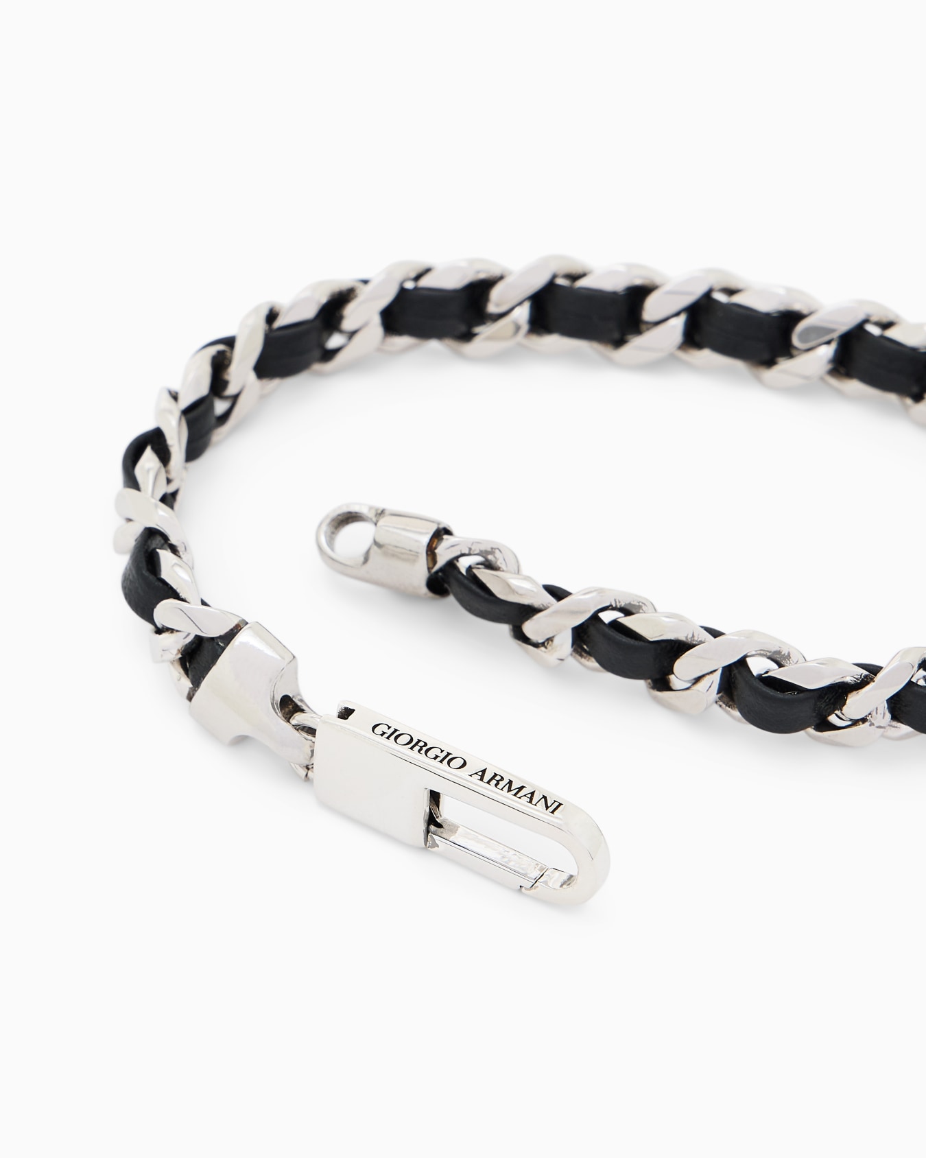 Bracelet in silver and leather Slide 1