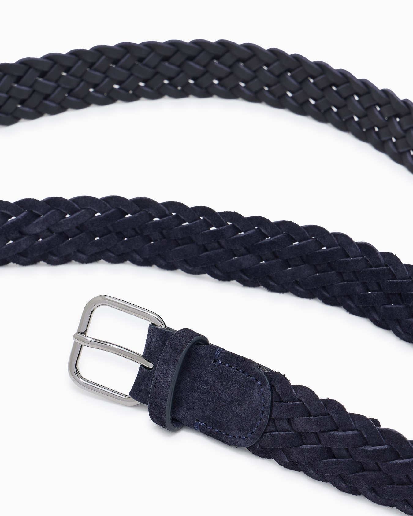 Tongue belt in woven suede Slide 1