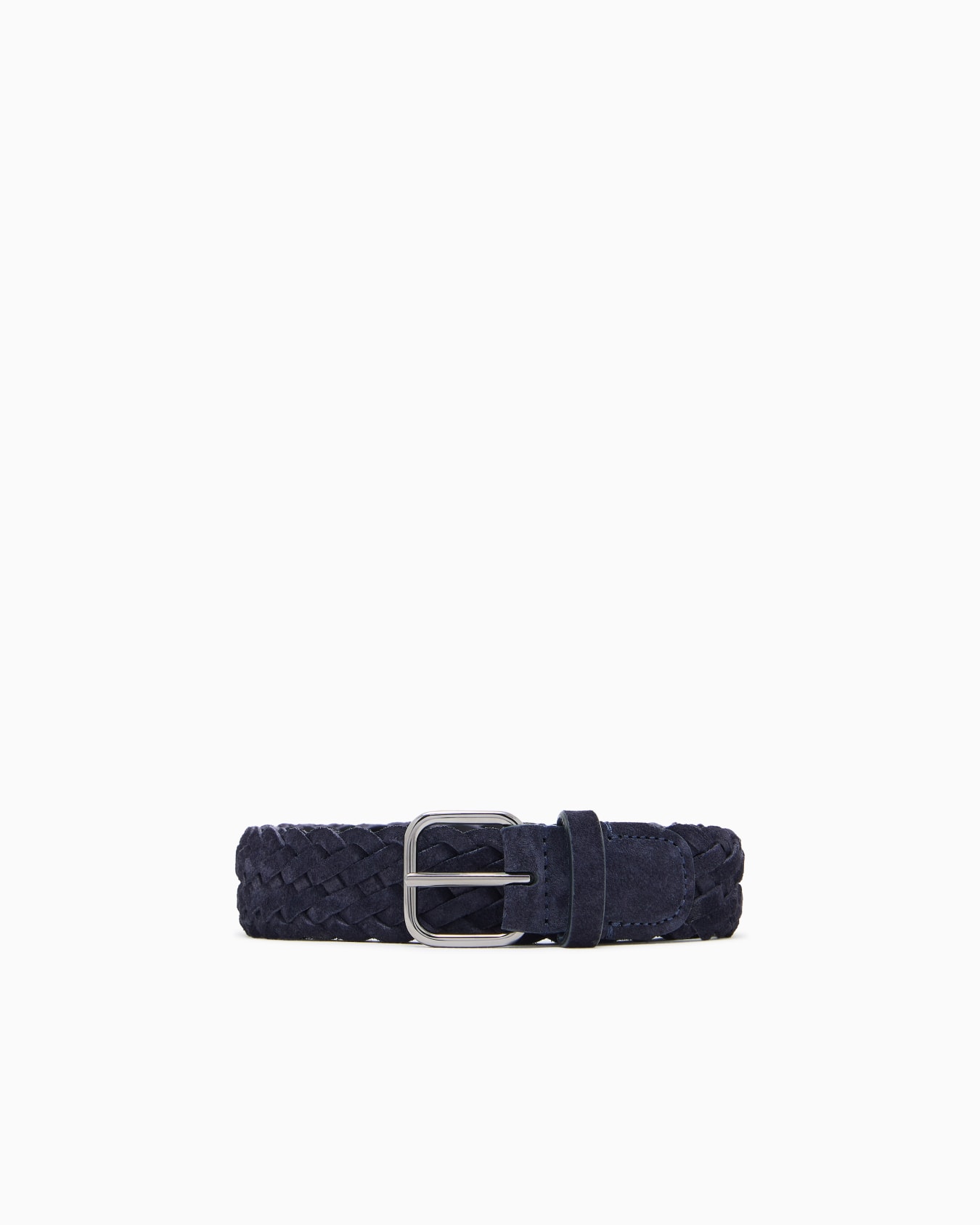 Tongue belt in woven suede Slide 0