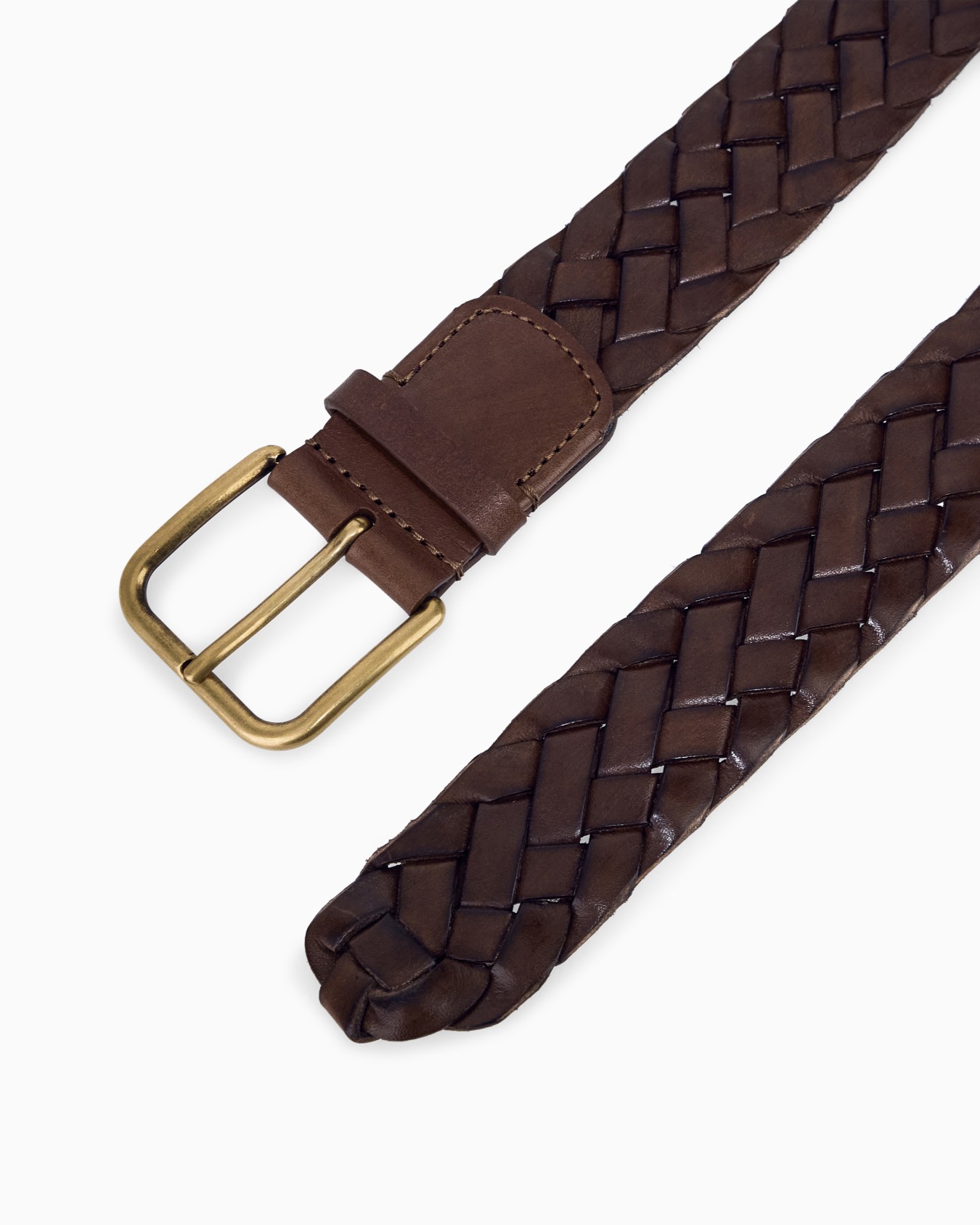 Tongue belt in woven leather Slide 1