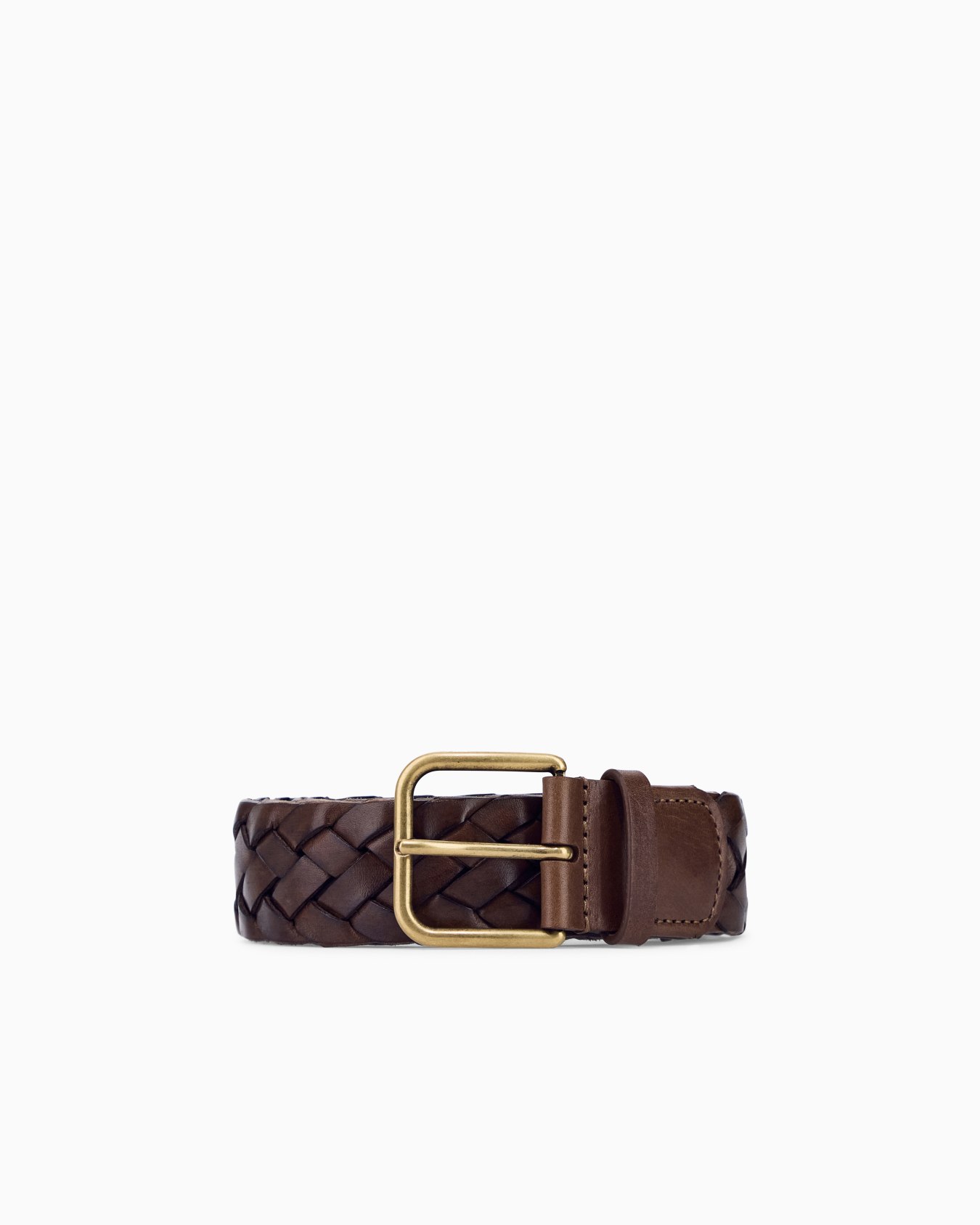 Tongue belt in woven leather Slide 0