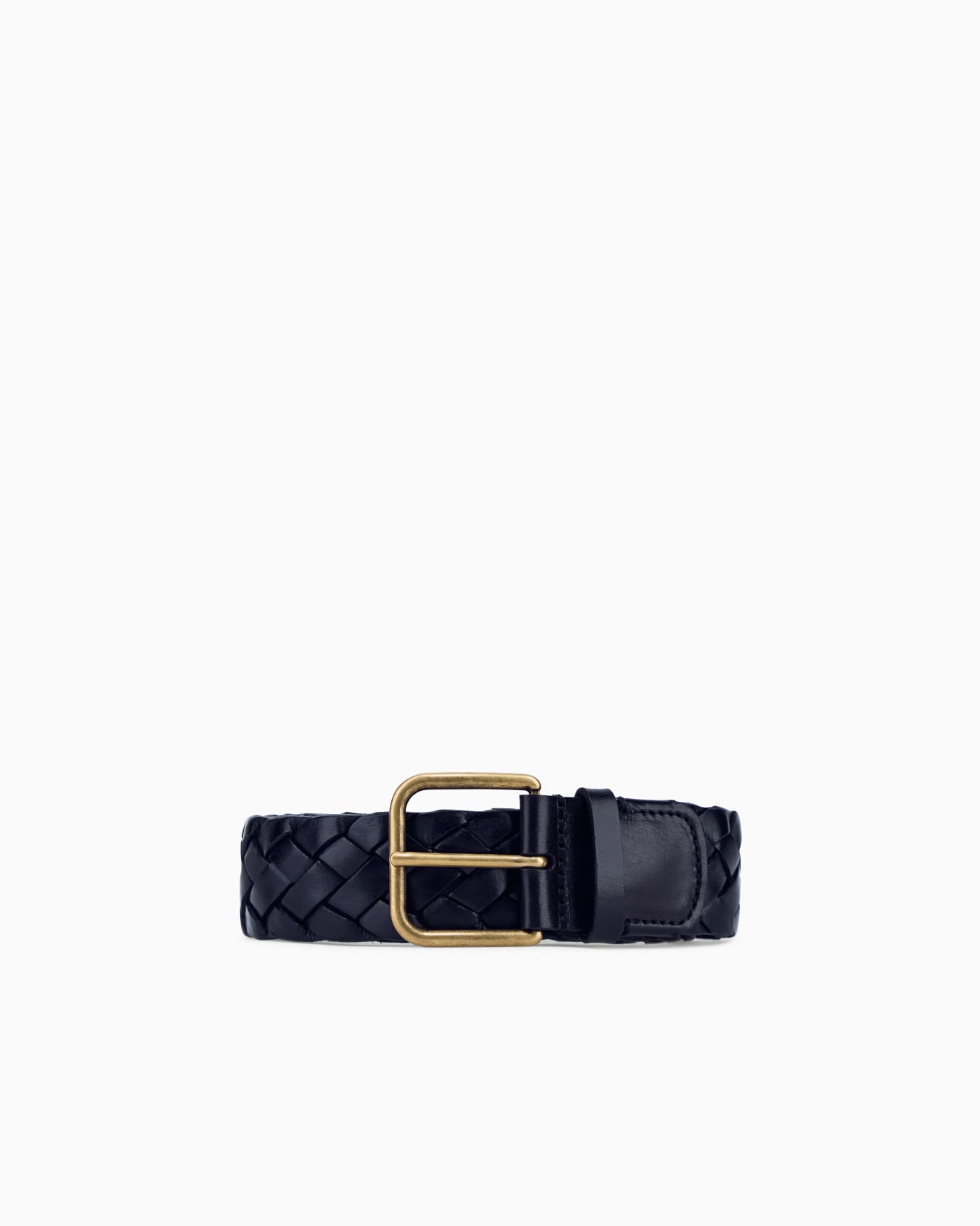 Tongue belt in woven leather Slide 0