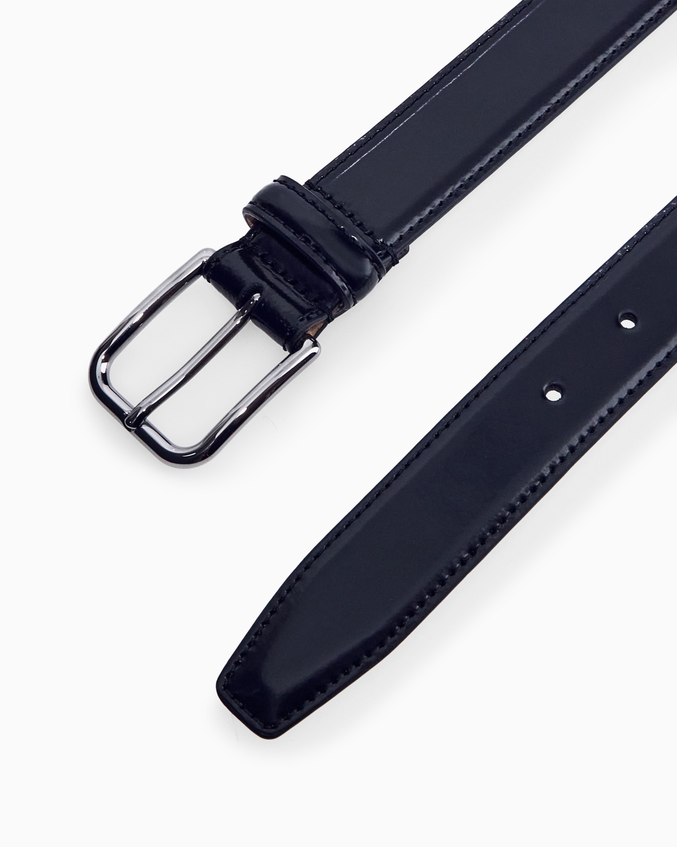 Tongue belt in brushed split leather with transfer coating Slide 1