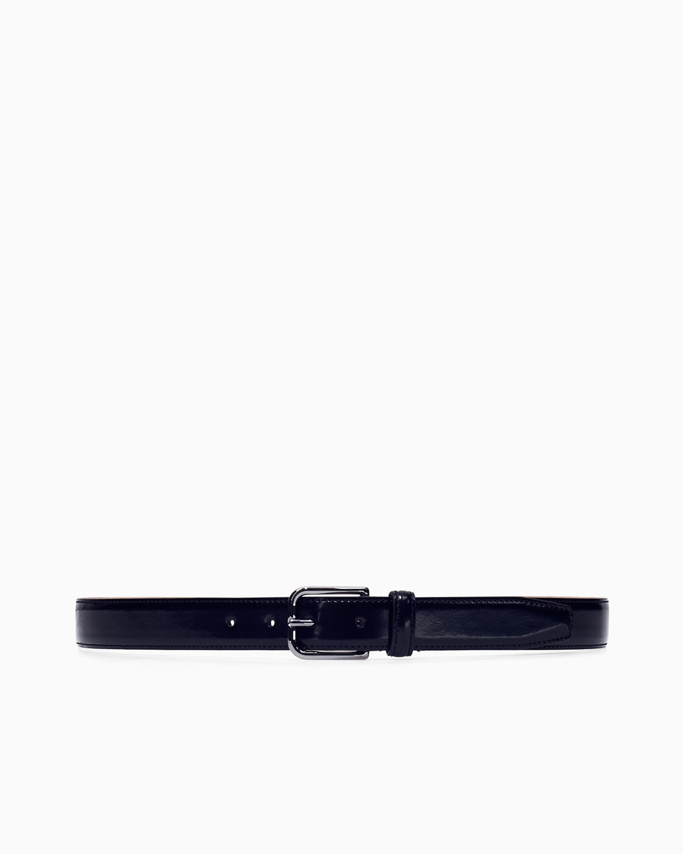 Tongue belt in brushed split leather with transfer coating Slide 2