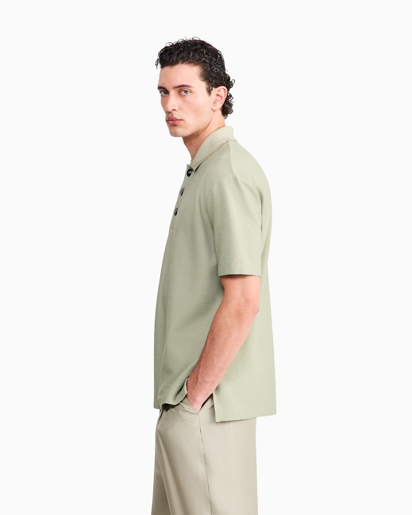 Polo shirt regular fit in technical seersucker Slide 7