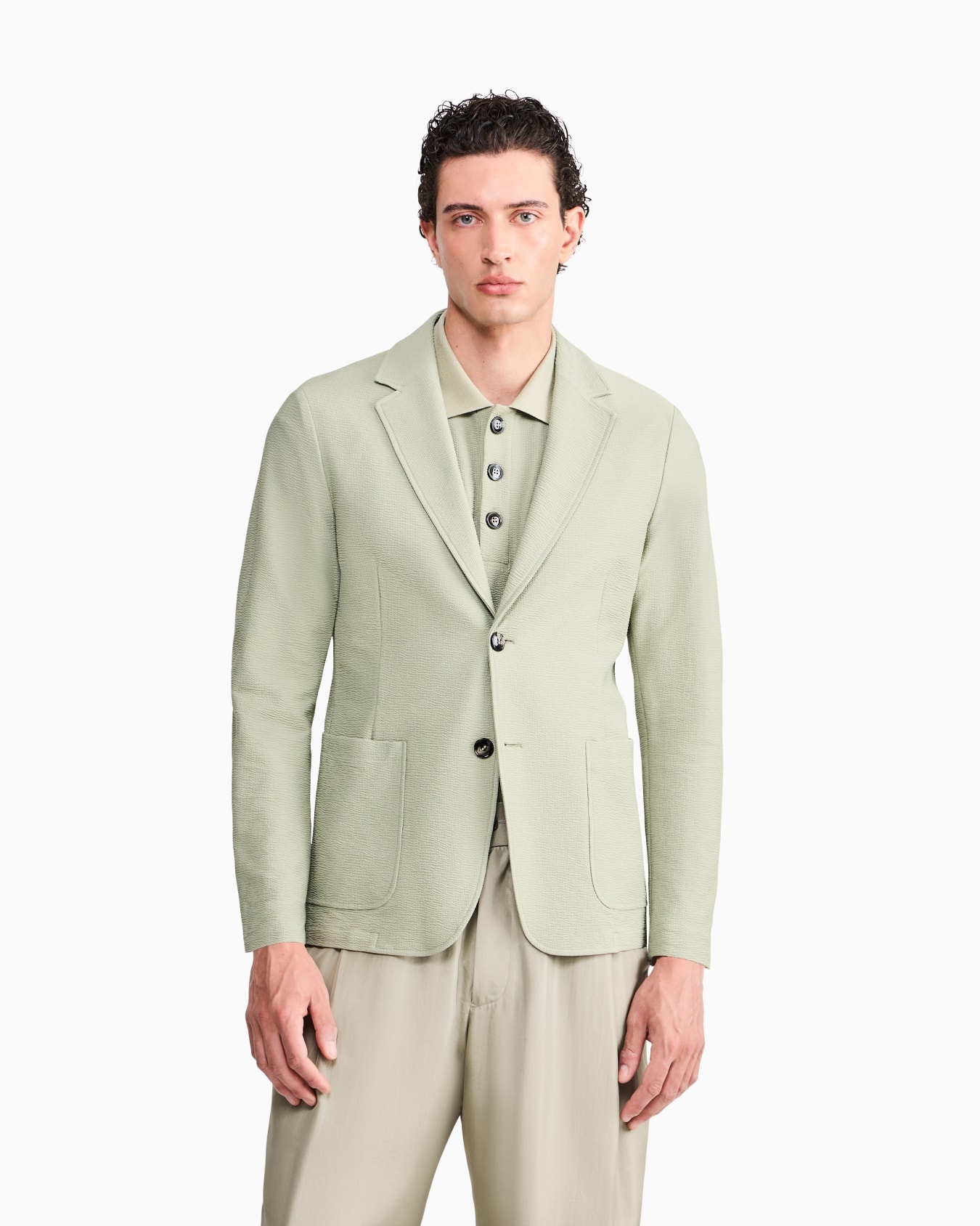 Blazer regular fit in technical seersucker jersey Slide 3
