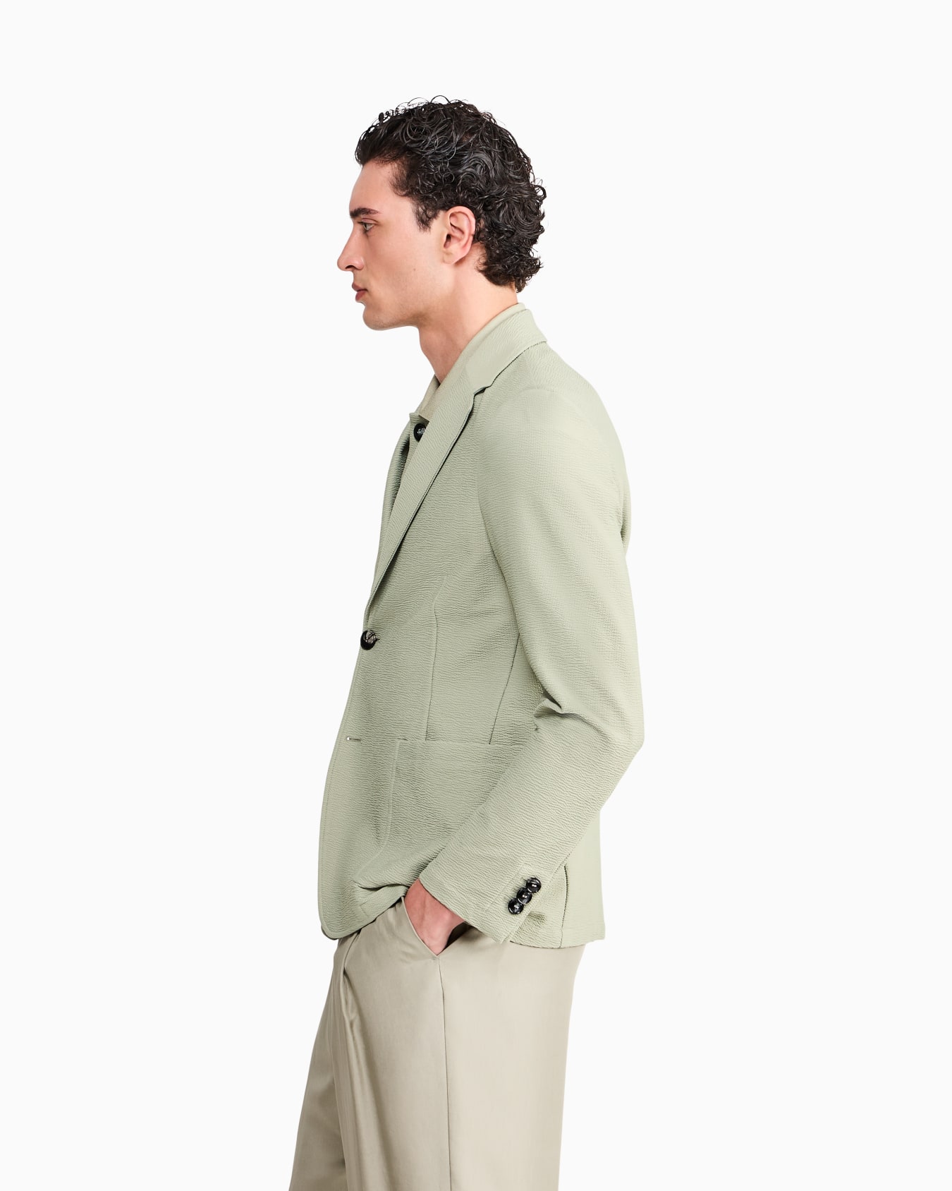 Blazer regular fit in technical seersucker jersey Slide 7