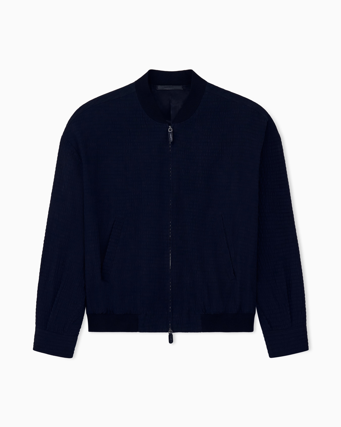 Seersucker blouson in stretch viscose and cupro Slide 0