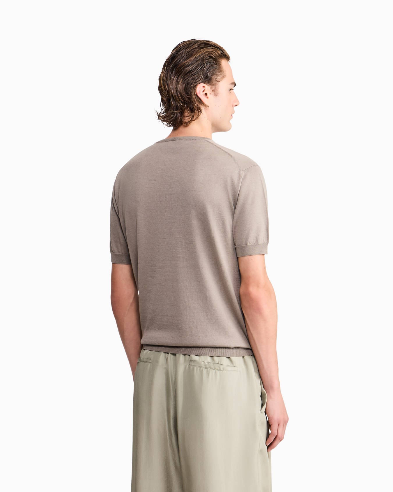 Sweater slim fit in plain knit silk and cotton Slide 5