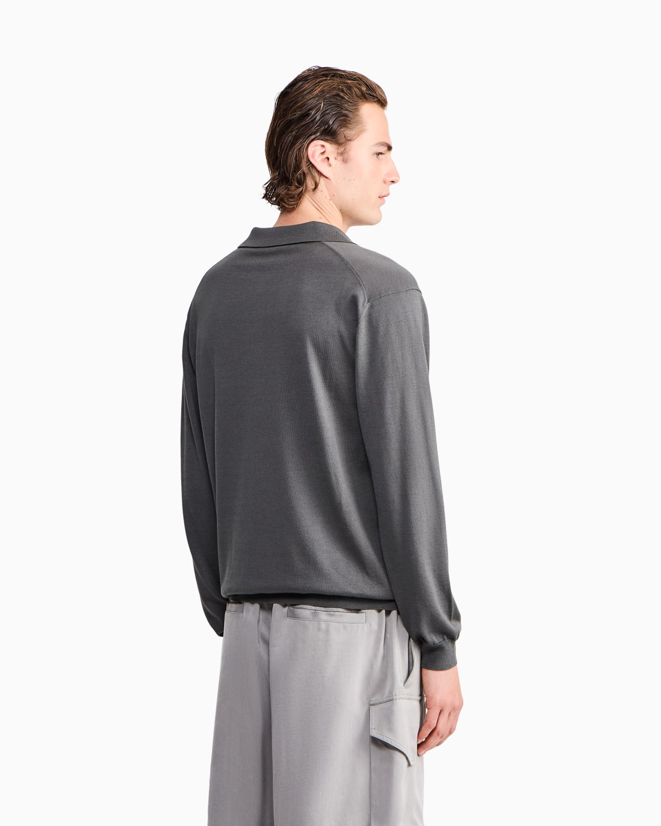 Sweater regular fit plain knit silk and cotton blend Slide 5