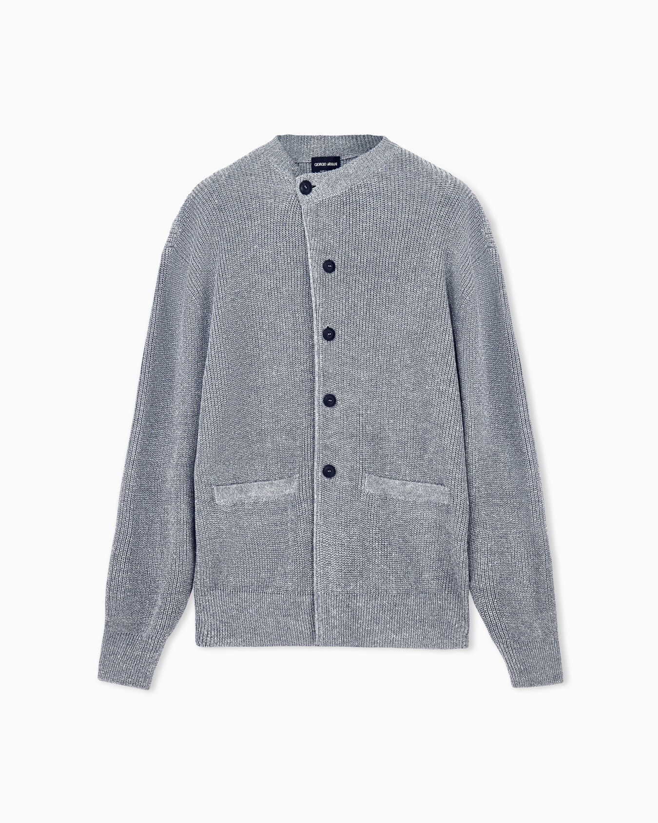 Cardigan regular fit ribbed linen cotton cashmere silk Slide 0