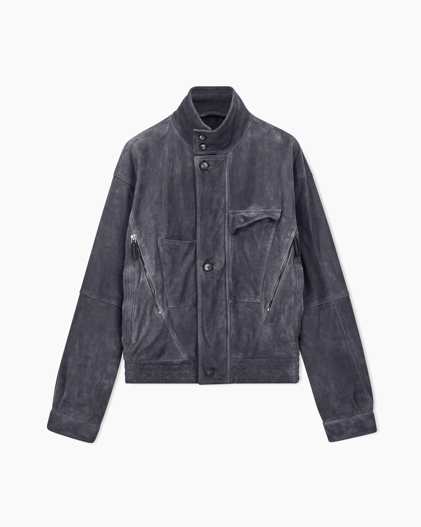 Oversized fit blouson jacket in leather with padding Slide 0