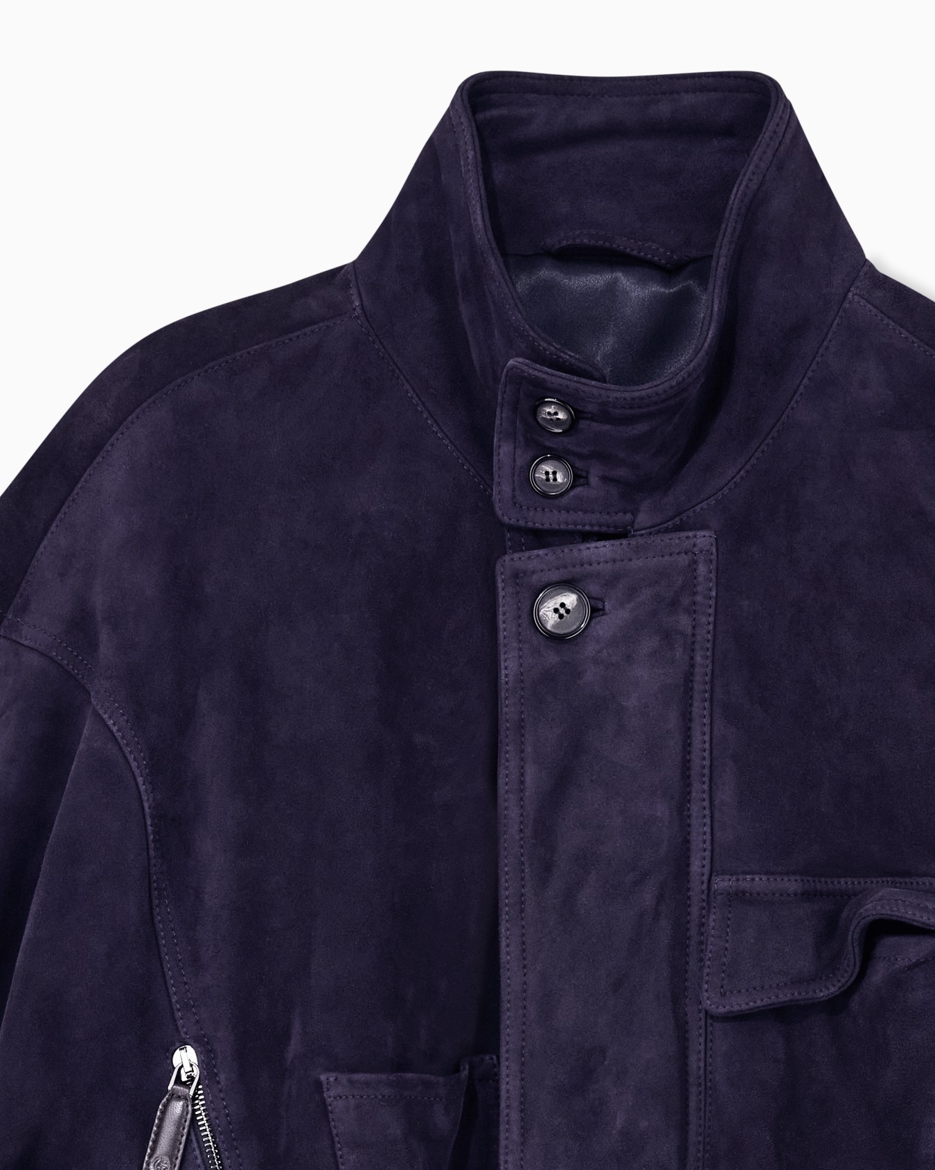 Oversized fit blouson jacket in leather with padding Slide 3
