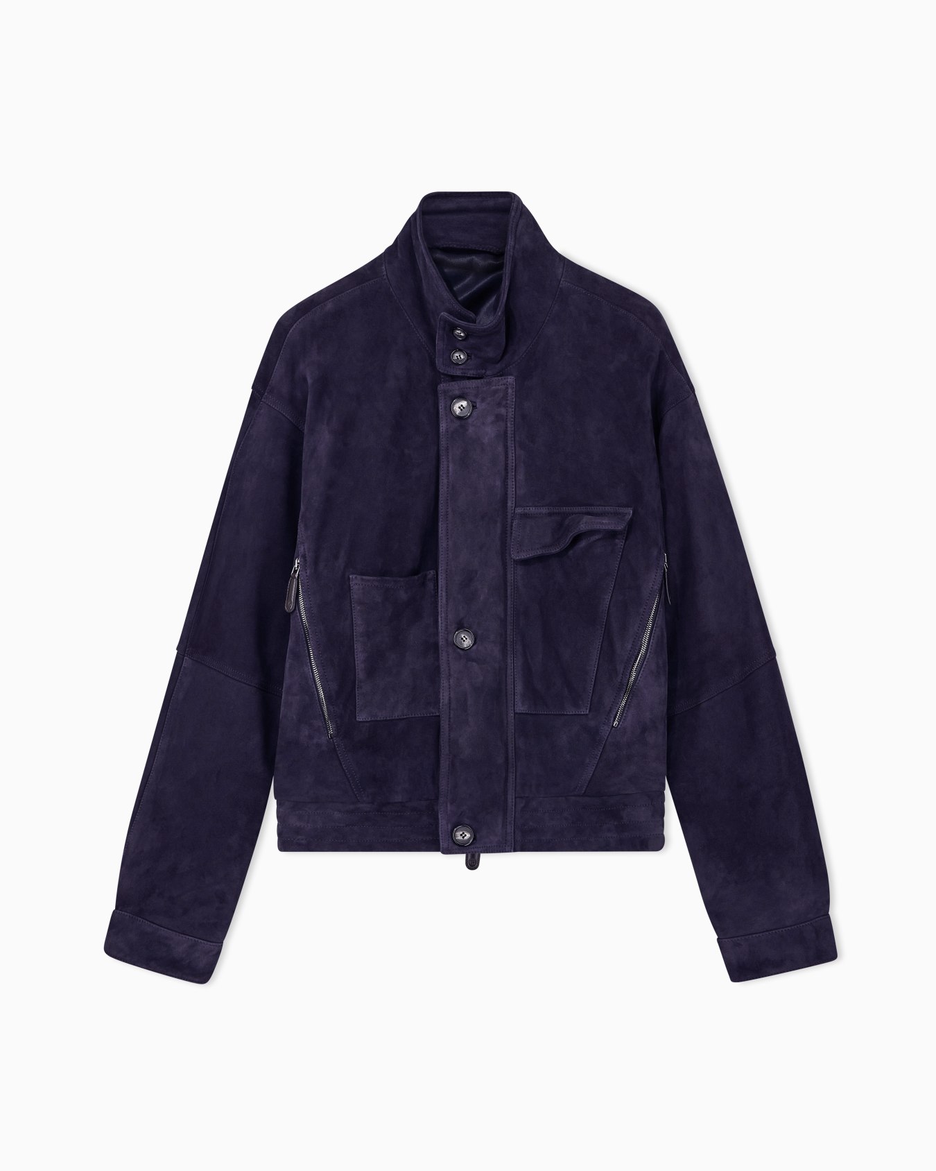 Oversized fit blouson jacket in leather with padding Slide 0