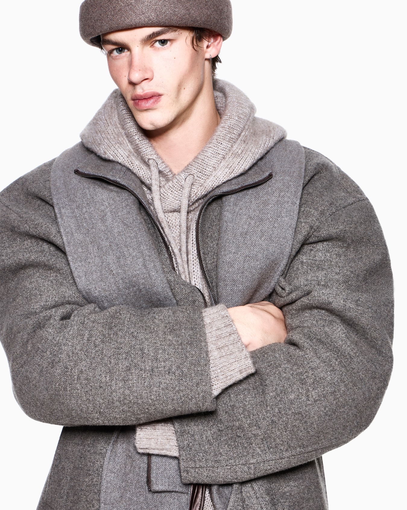 Sweater oversized plain knit in alpaca and wool Slide 3