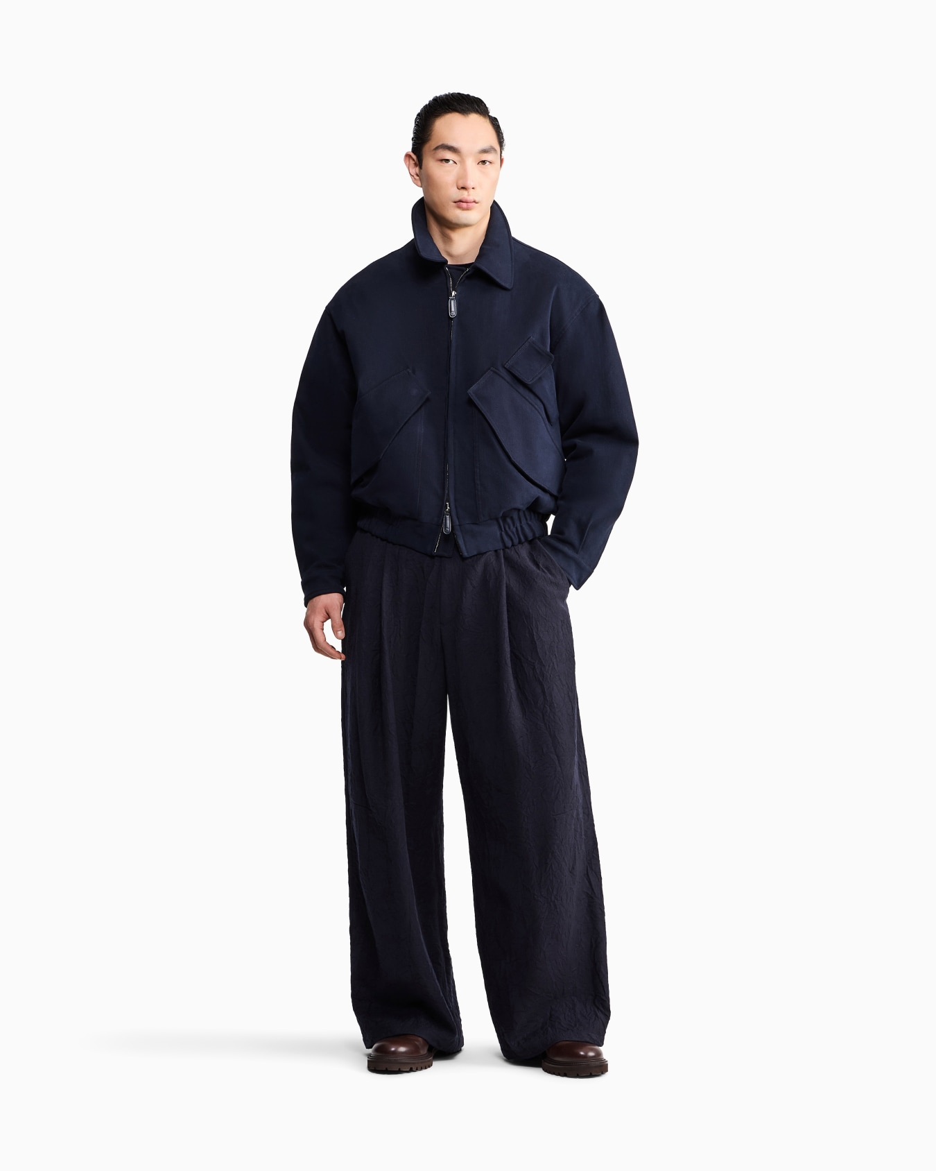 Blouson jacket oversized padded in stretch cotton twill Slide 1