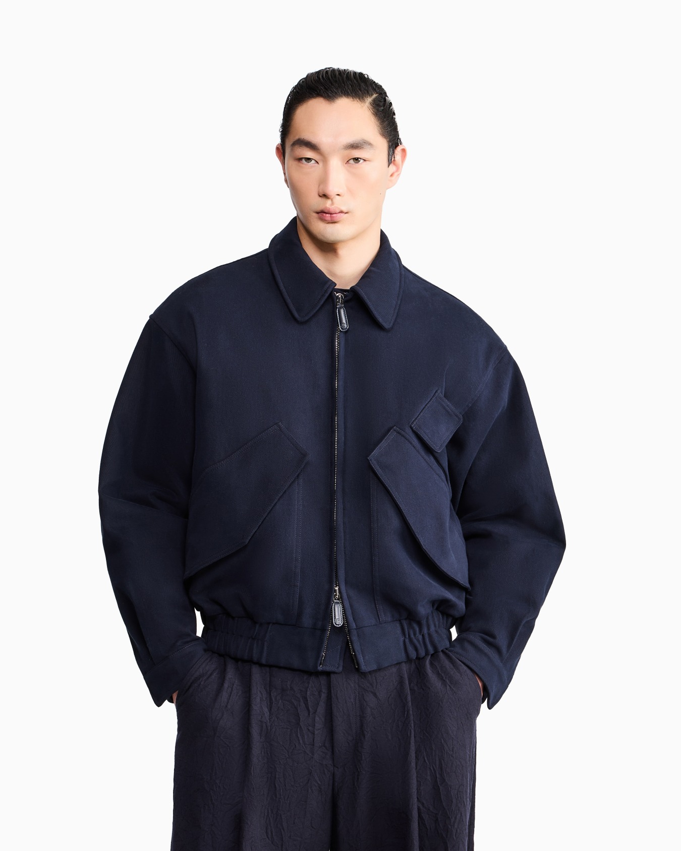 Blouson jacket oversized padded in stretch cotton twill Slide 3