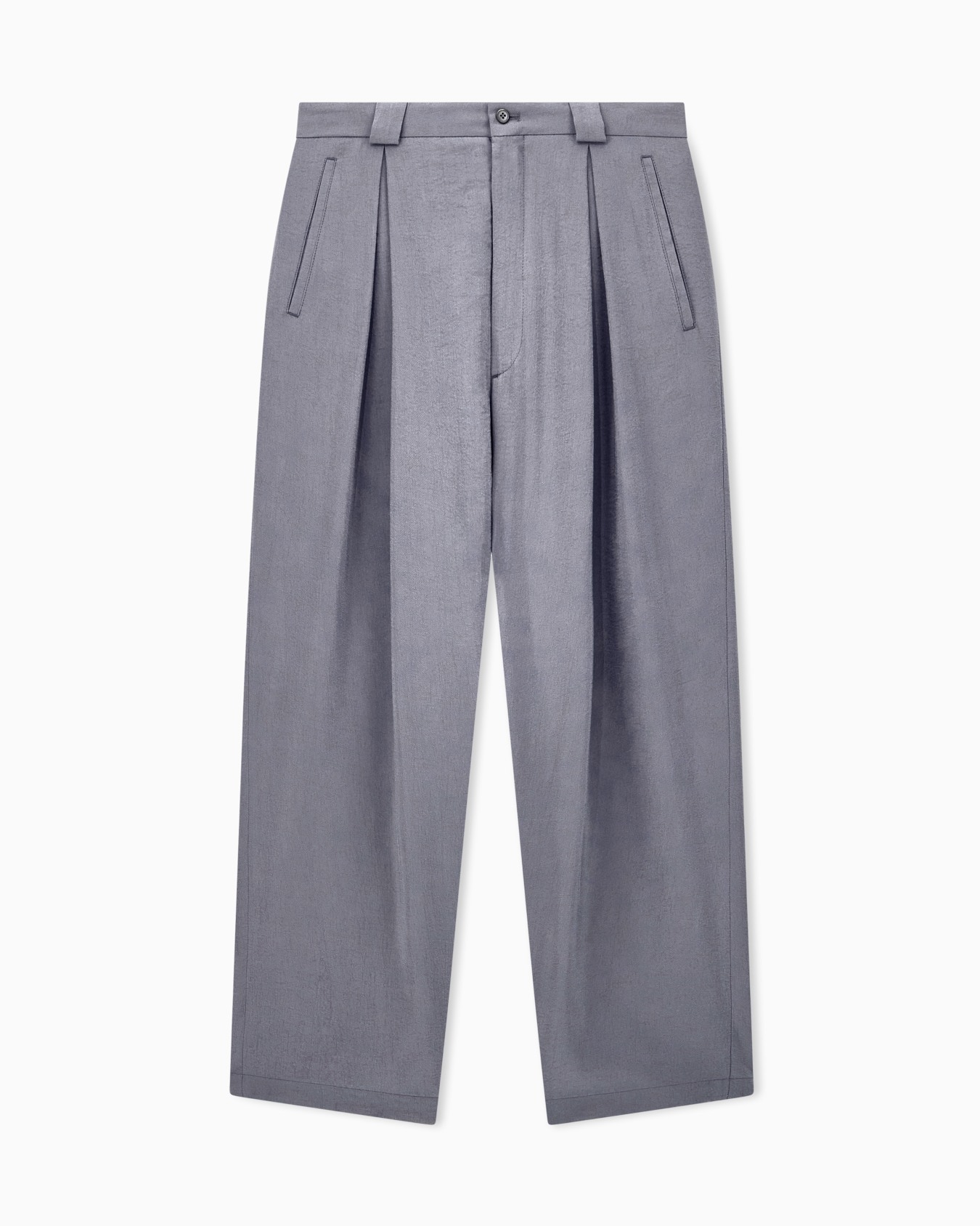 Pantalon avec pinces en mélange de soie lavée Diapositive 0