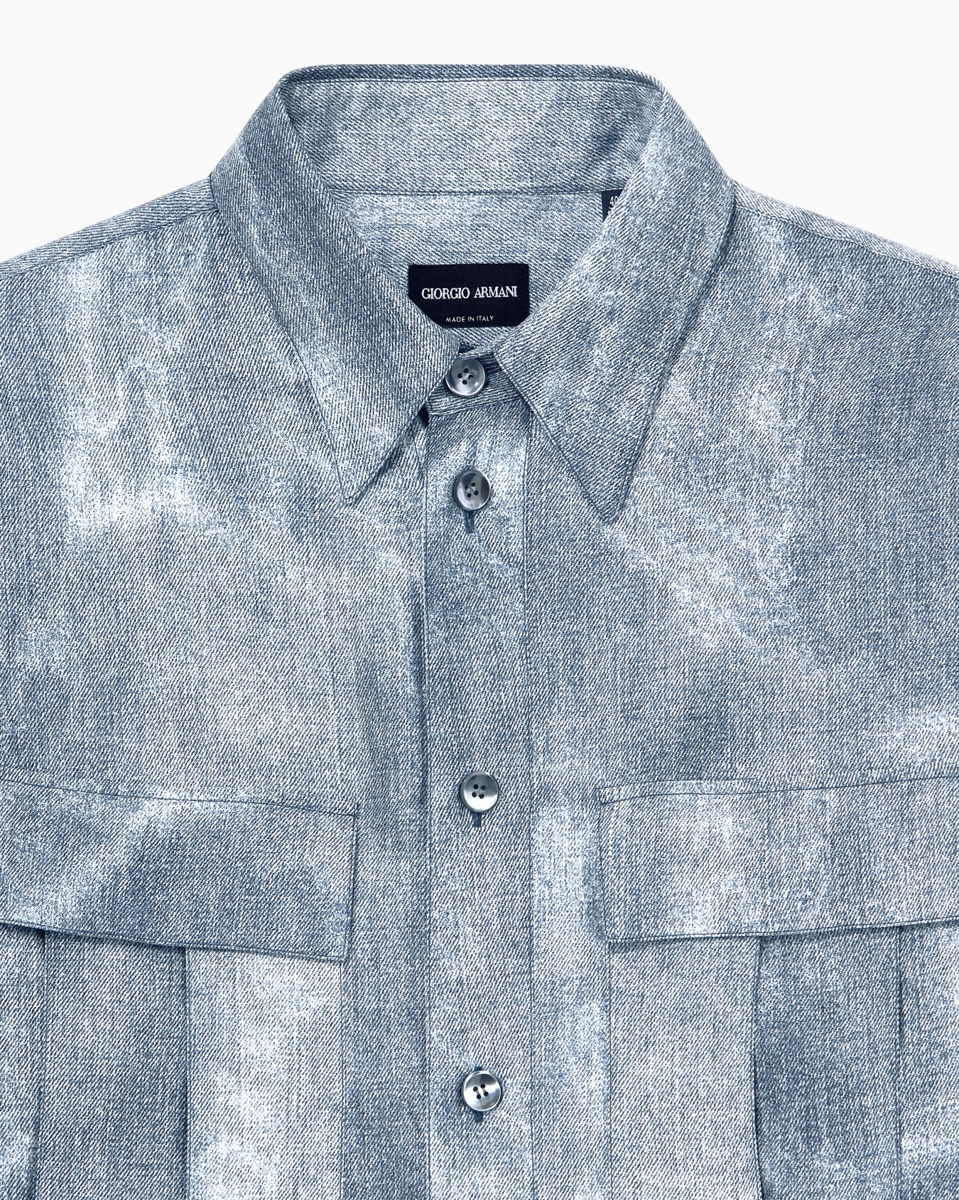 Shirt regular fit in silk twill with denim delavé effect Slide 2