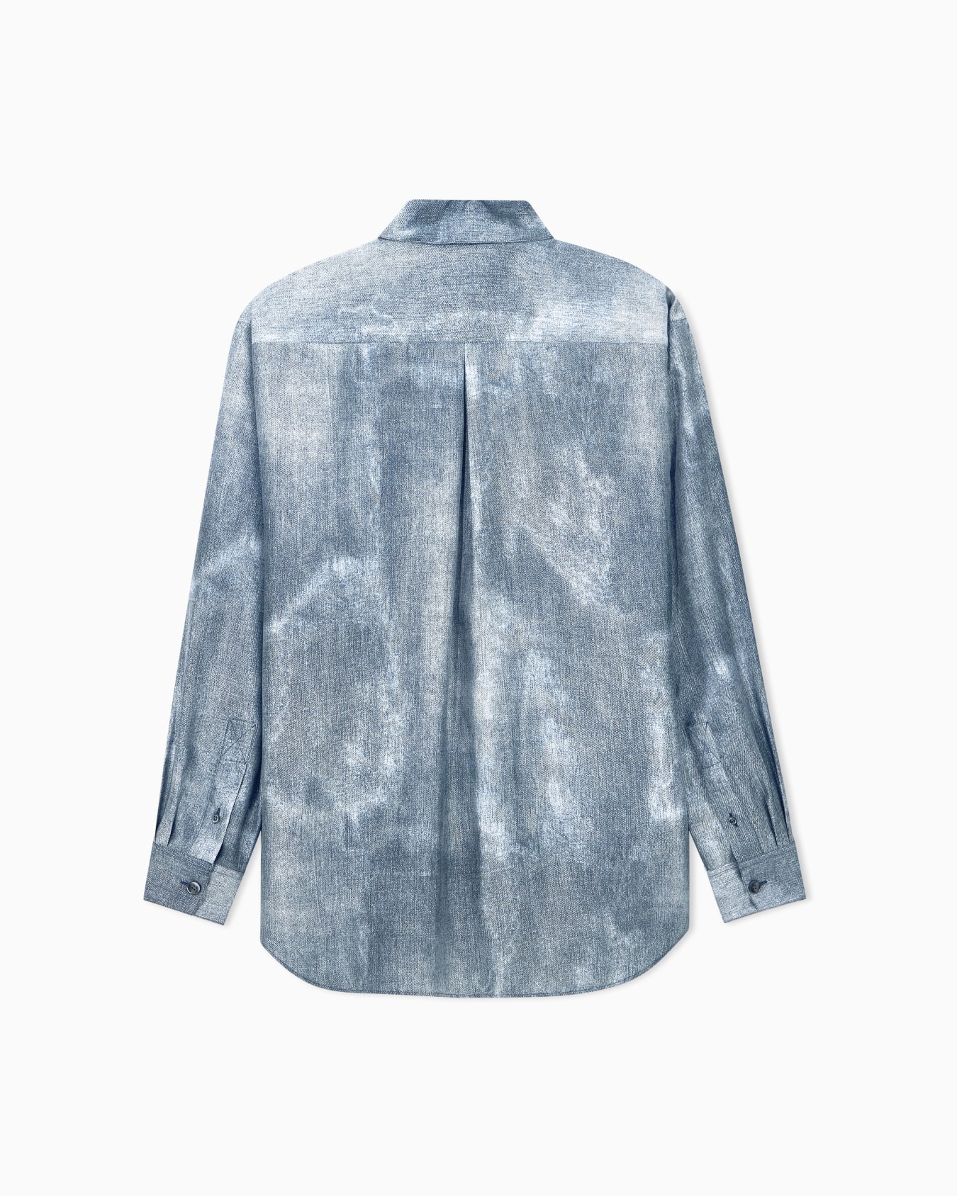 Shirt regular fit in silk twill with denim delavé effect Slide 1